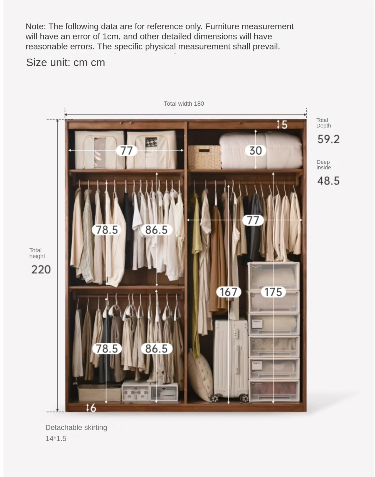 Black Walnut Solid Wood Wardrobe Modern Simple.