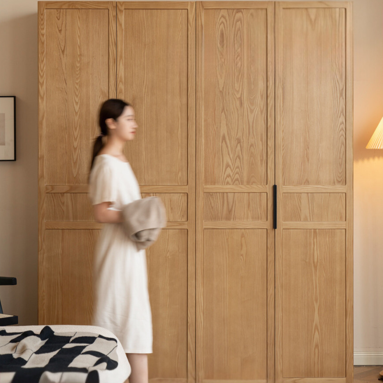 Black Walnut, Ash Solid Wood Wardrobe Modern Simple.