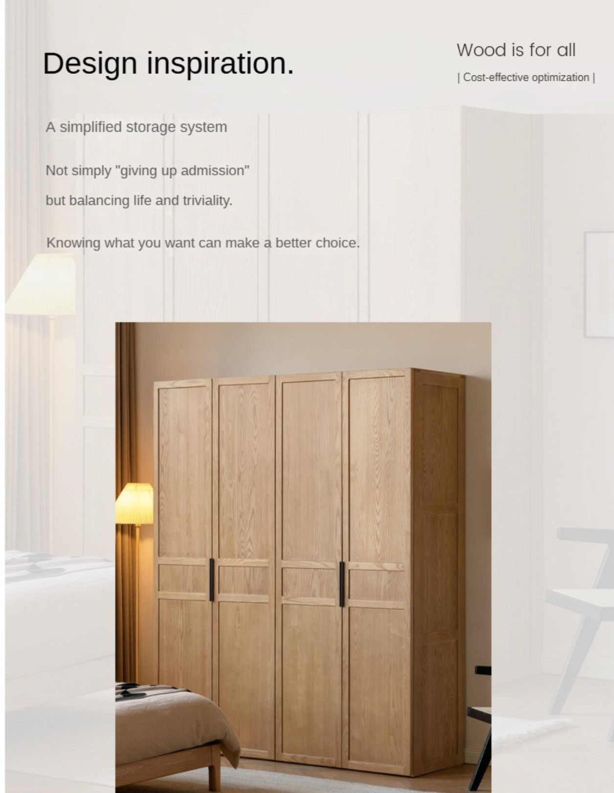 Black Walnut, Ash Solid Wood Wardrobe Modern Simple.