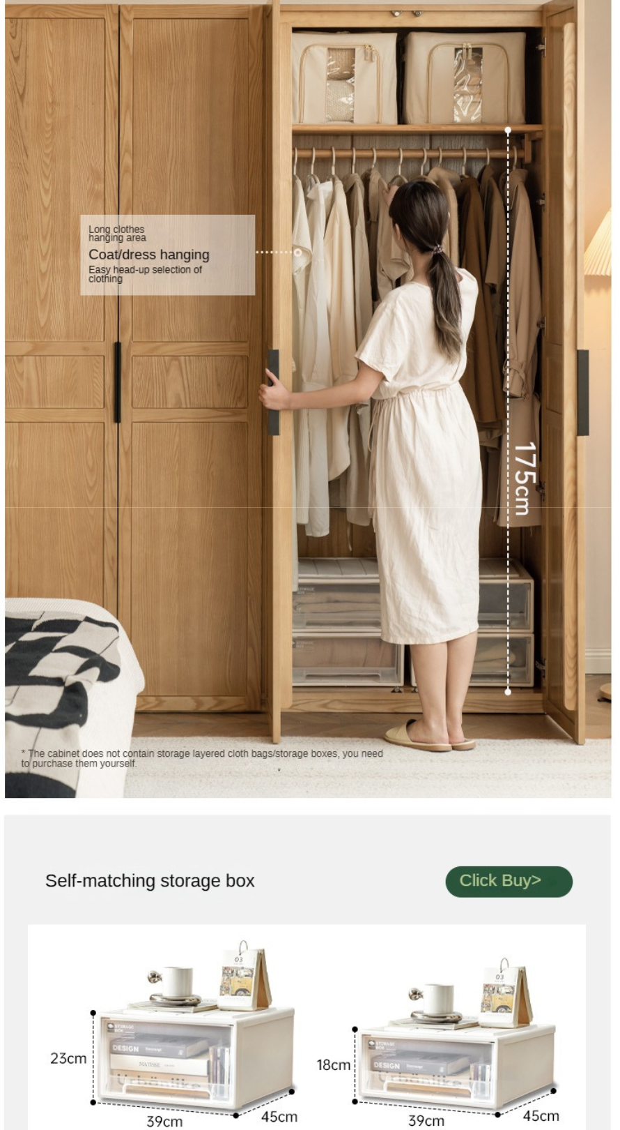 Black Walnut, Ash Solid Wood Wardrobe Modern Simple.