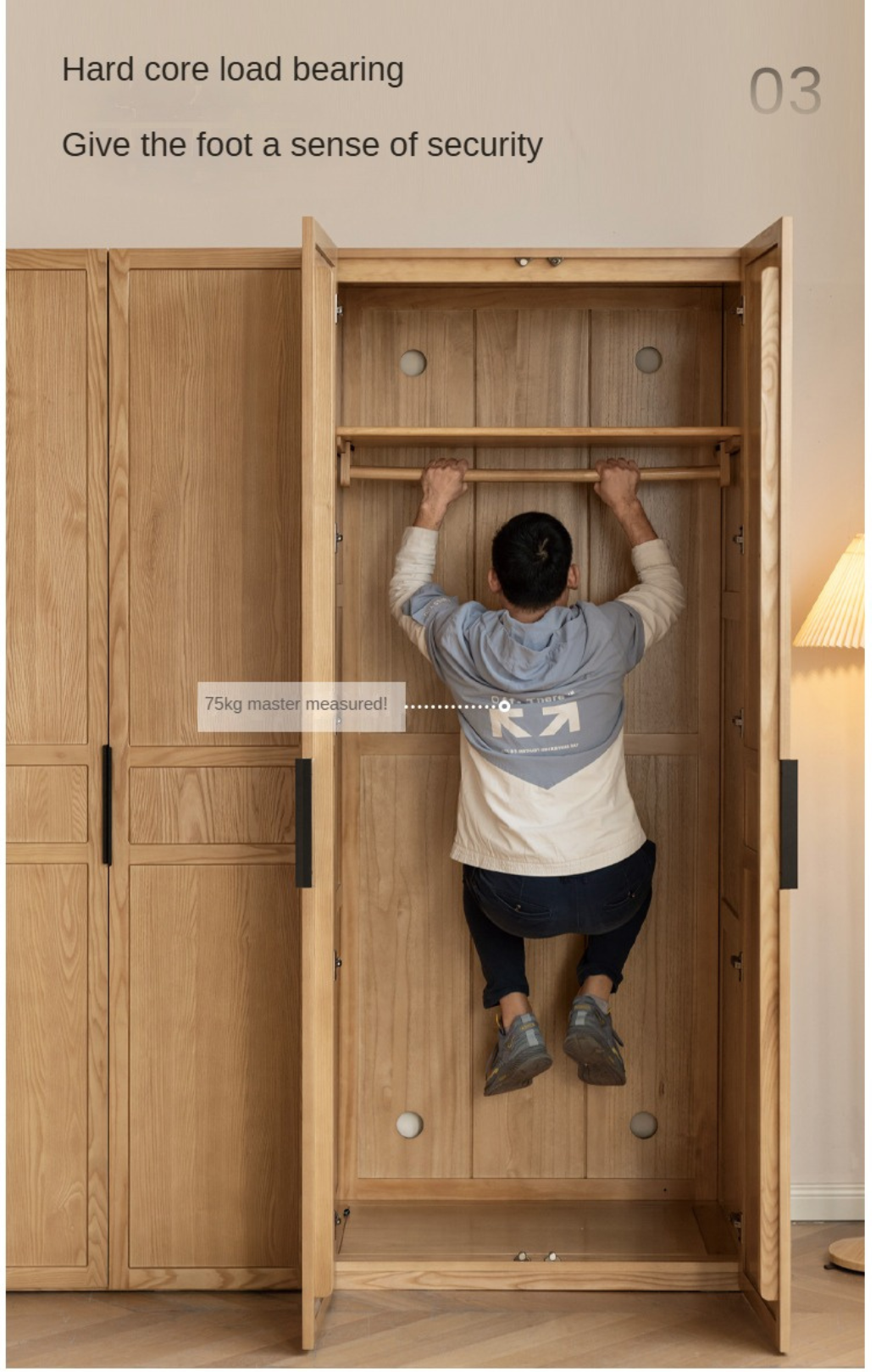 Black Walnut, Ash Solid Wood Wardrobe Modern Simple.