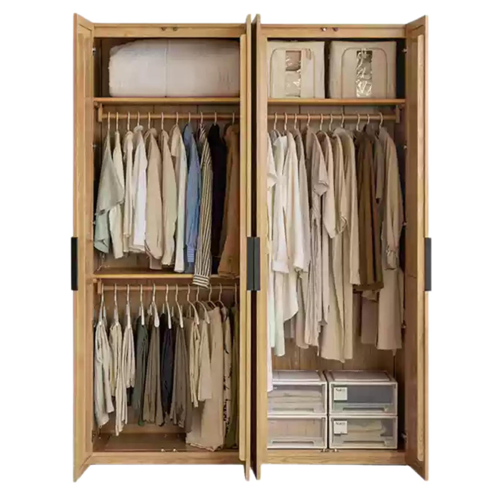 Black Walnut, Ash Solid Wood Wardrobe Modern Simple.