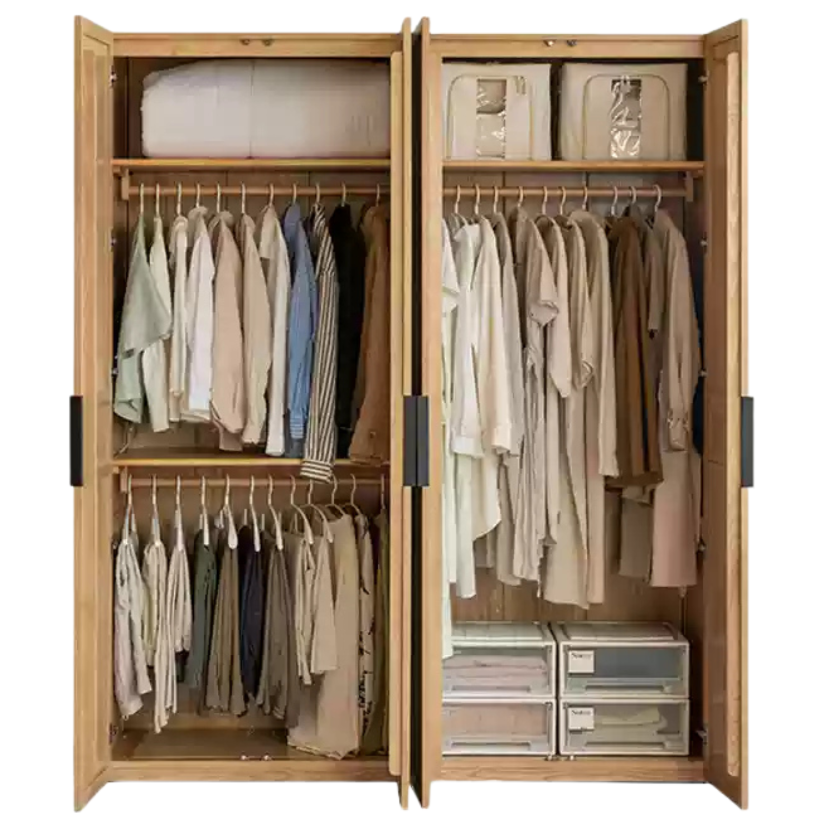 Black Walnut, Ash Solid Wood Wardrobe Modern Simple.