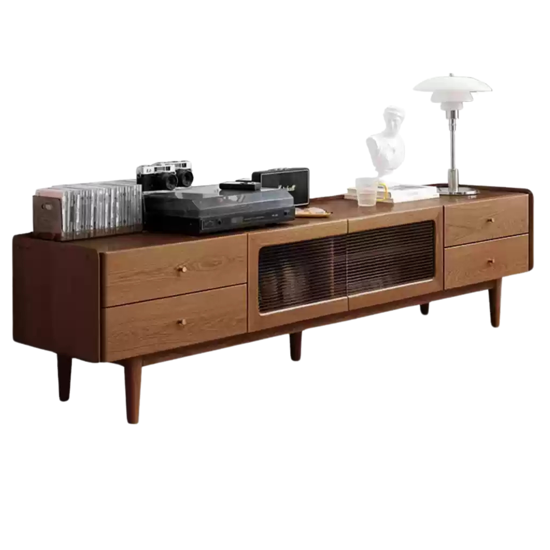 White Ash Solid Wood Nordic White Wax TV Cabinet.