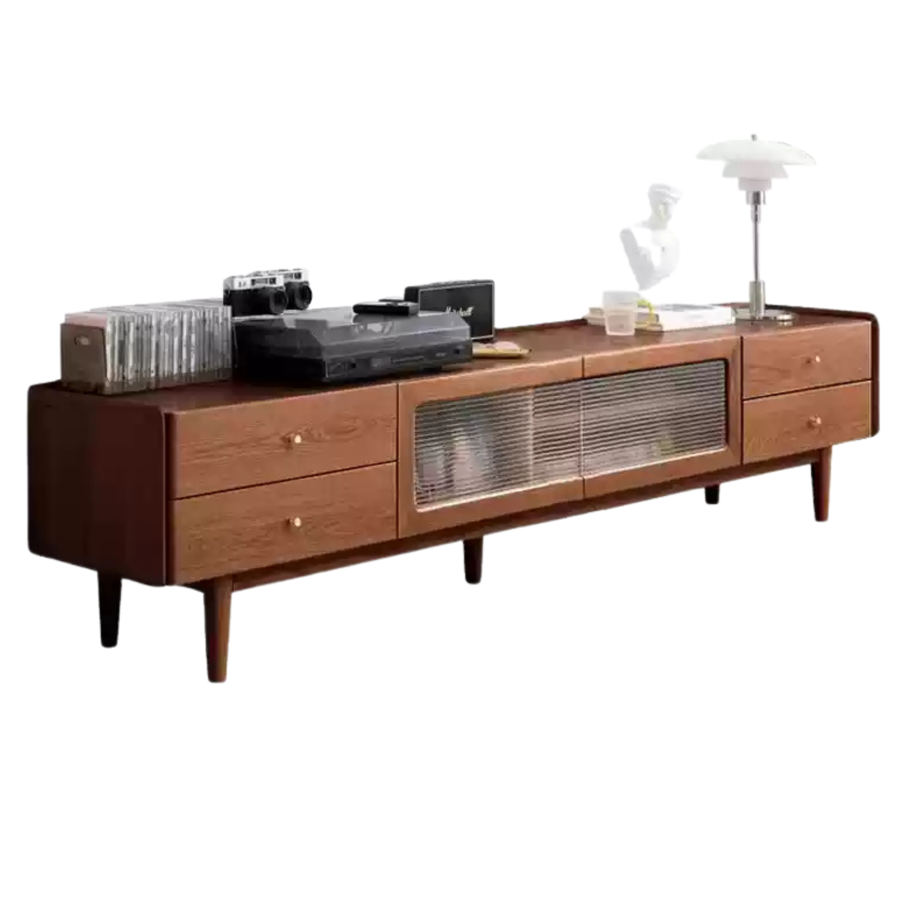 White Ash Solid Wood Nordic White Wax TV Cabinet.