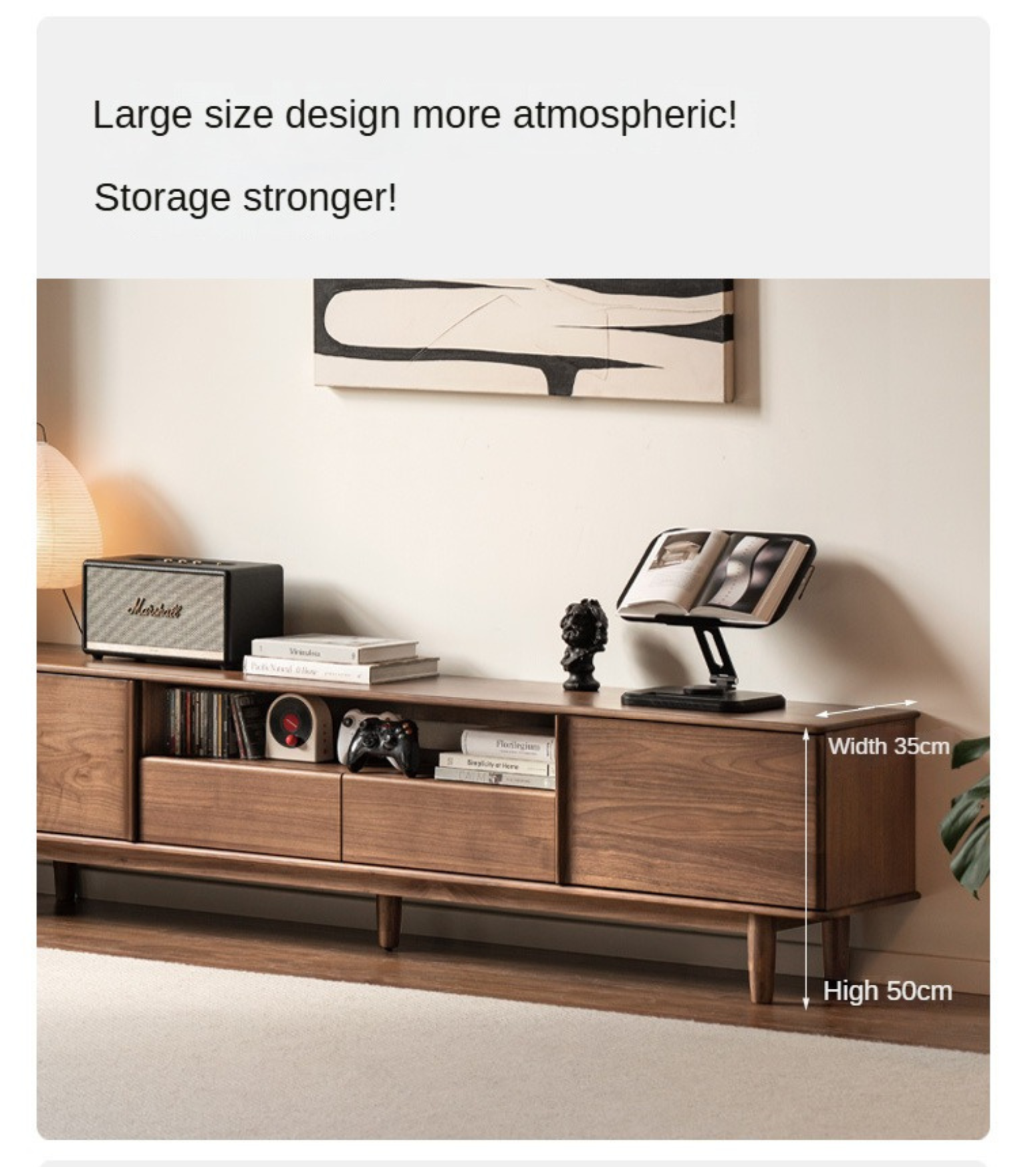 Black Walnut Solid Wood Modern Simple TV Cabinet.