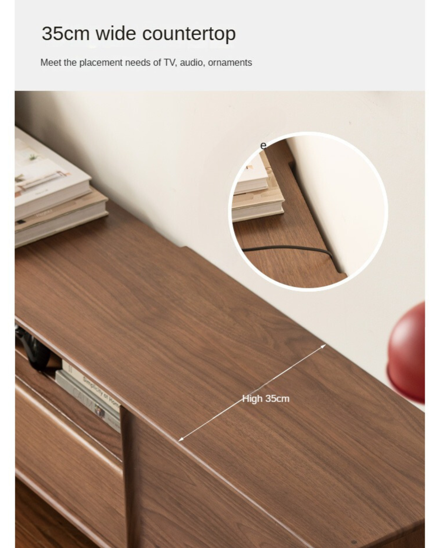 Black Walnut Solid Wood Modern Simple TV Cabinet.