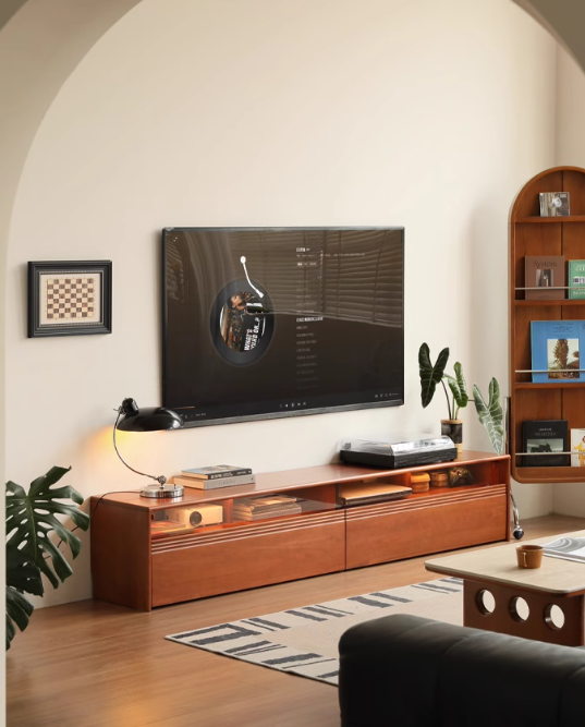 Poplar Solid Wood Retro Floor-Standing Medieval Style TV Cabinet.