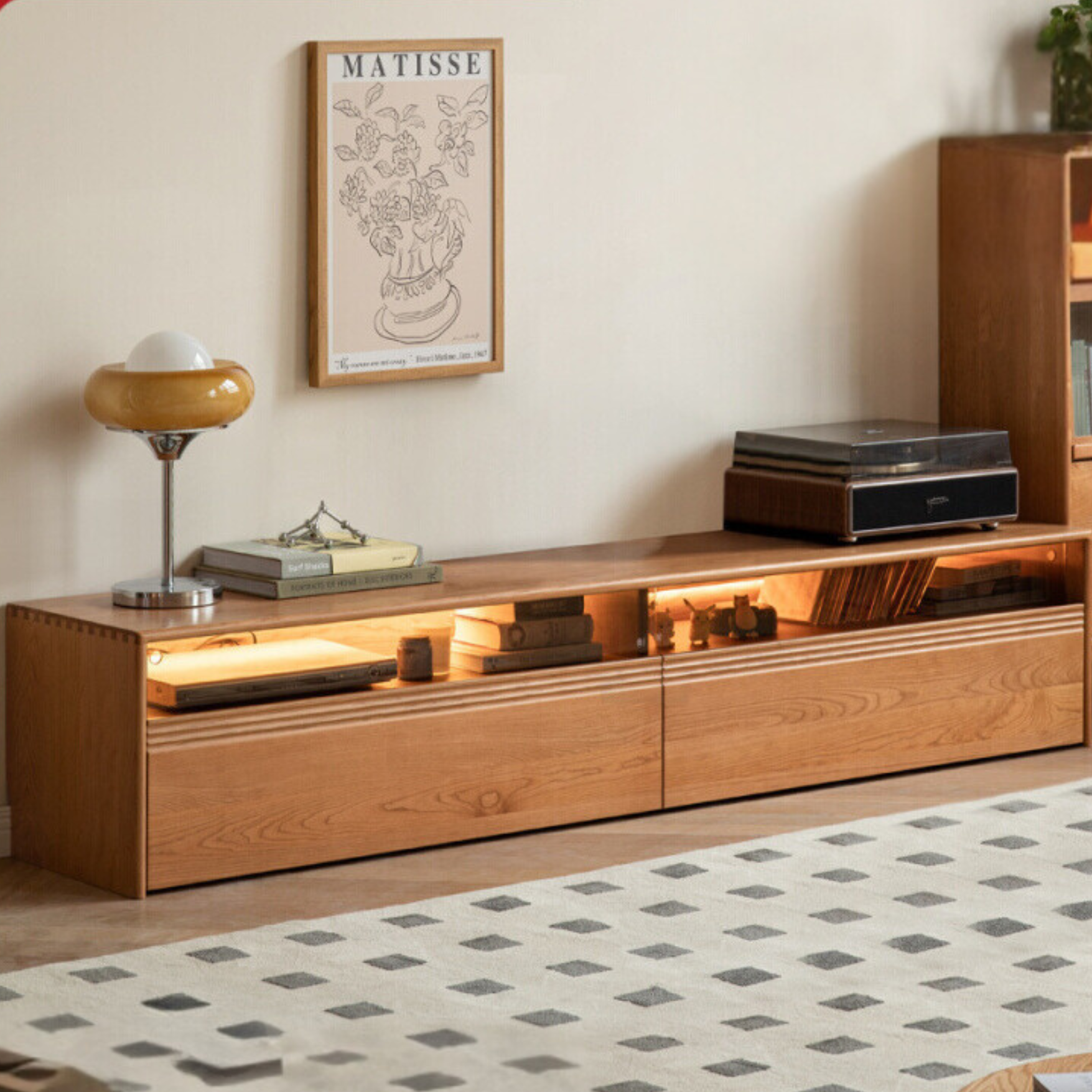 Cherry, Poplar Solid Wood Floor TV Cabinet.