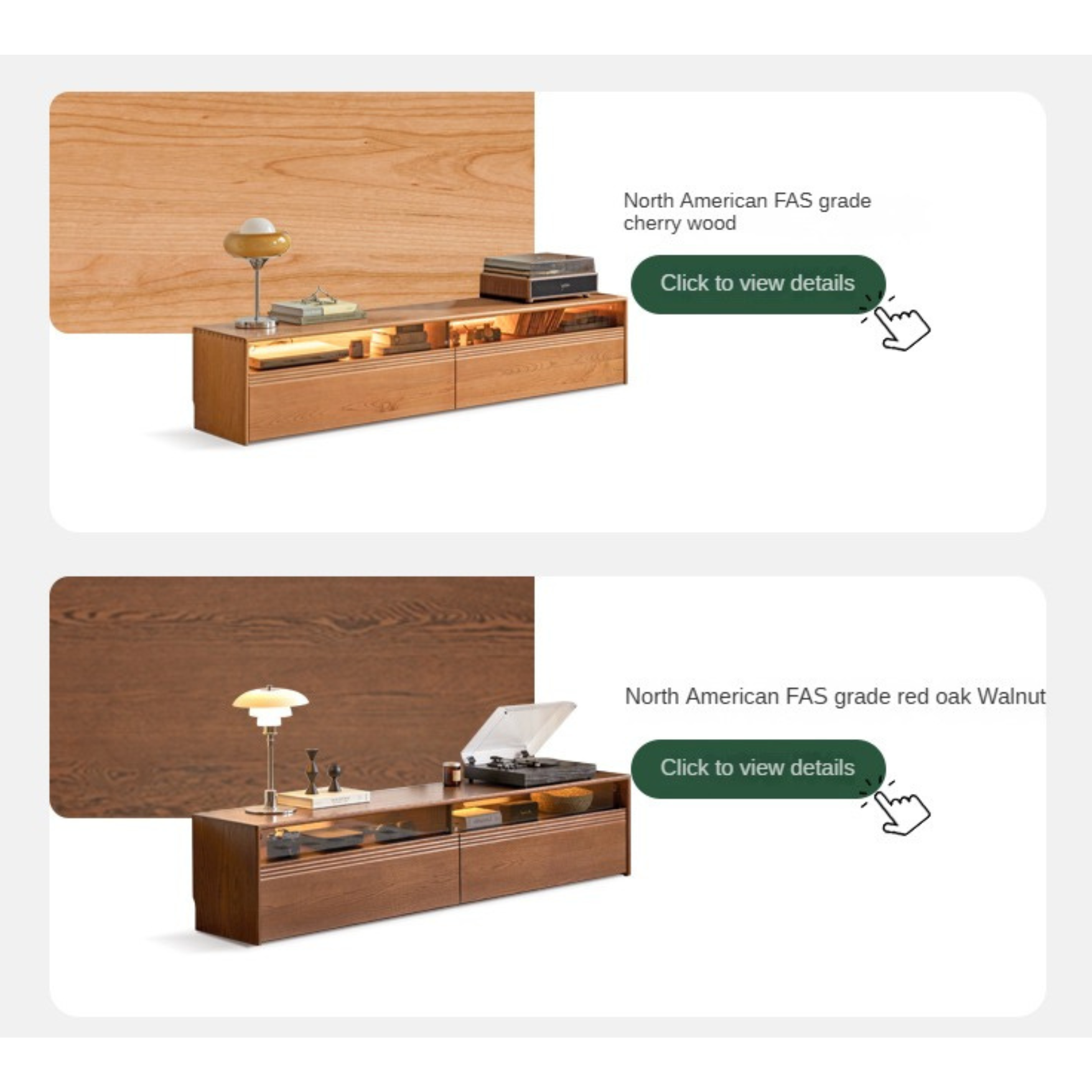 Cherry, Poplar Solid Wood Floor TV Cabinet.