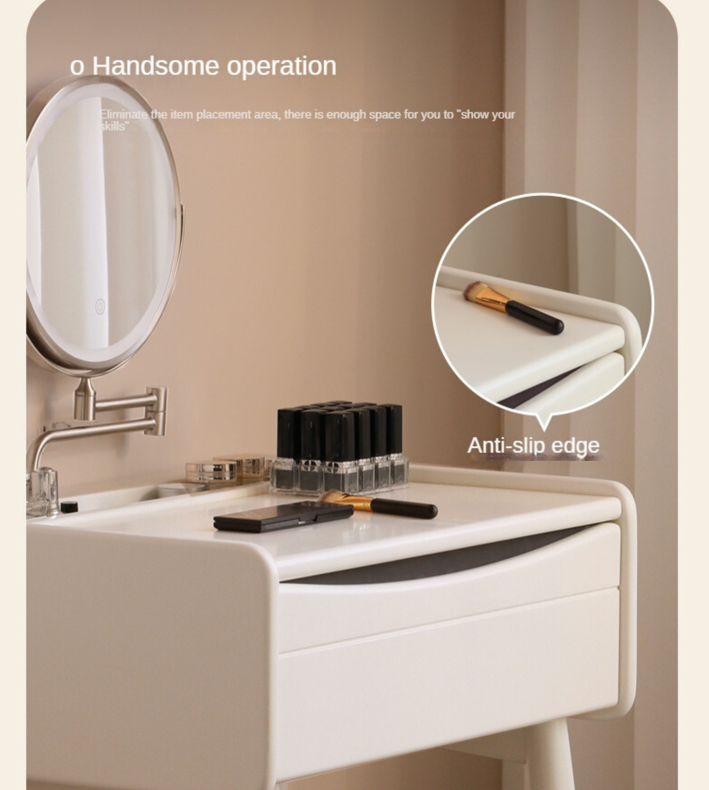 Solid Rubberwood Small White Vanity Table.