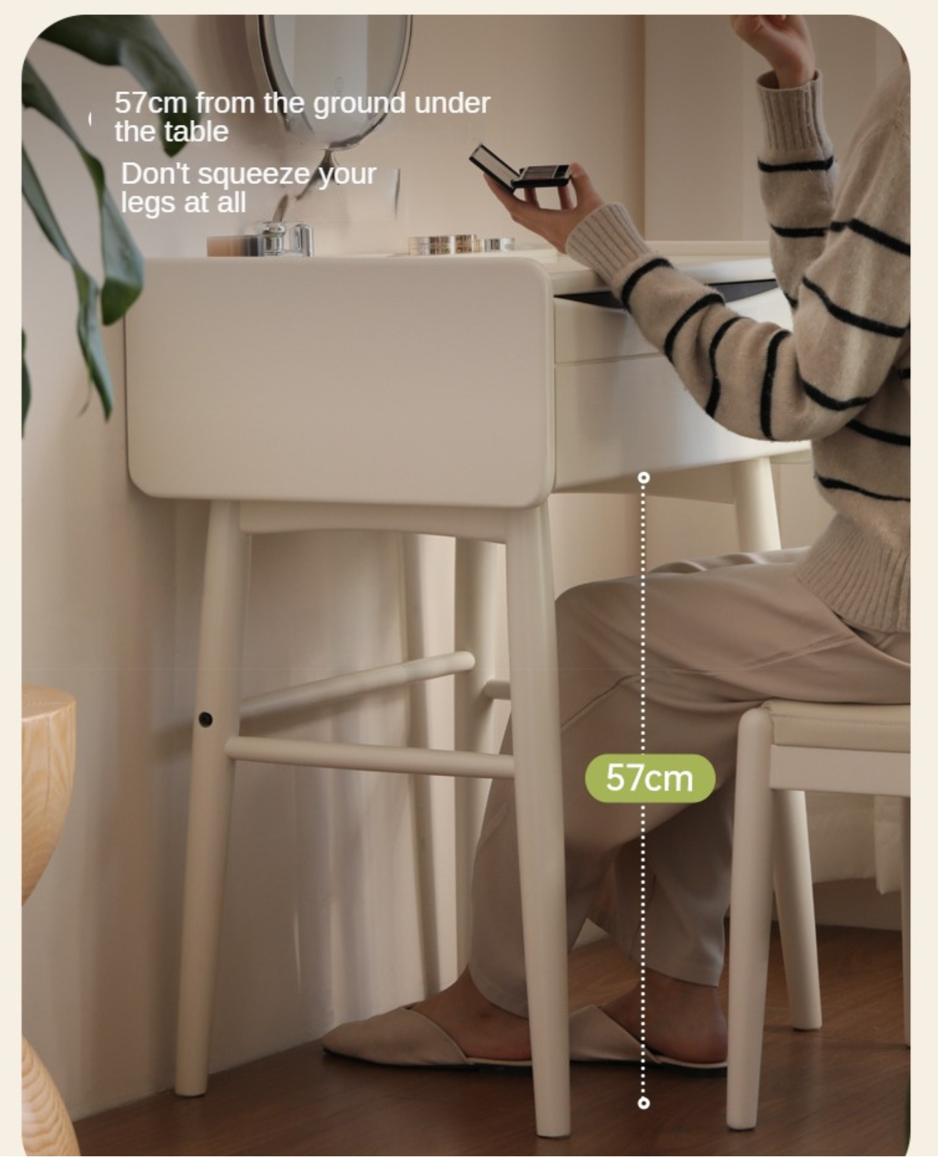 Solid Rubberwood Small White Dressing Table.