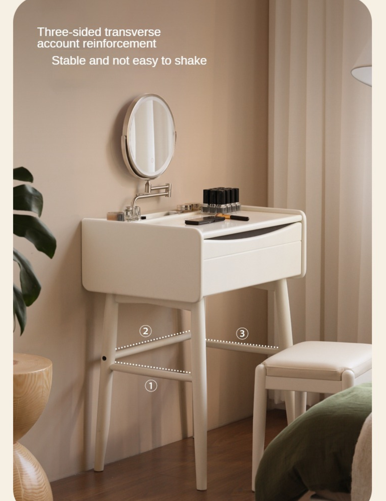 Solid Rubberwood Small White Dressing Table.