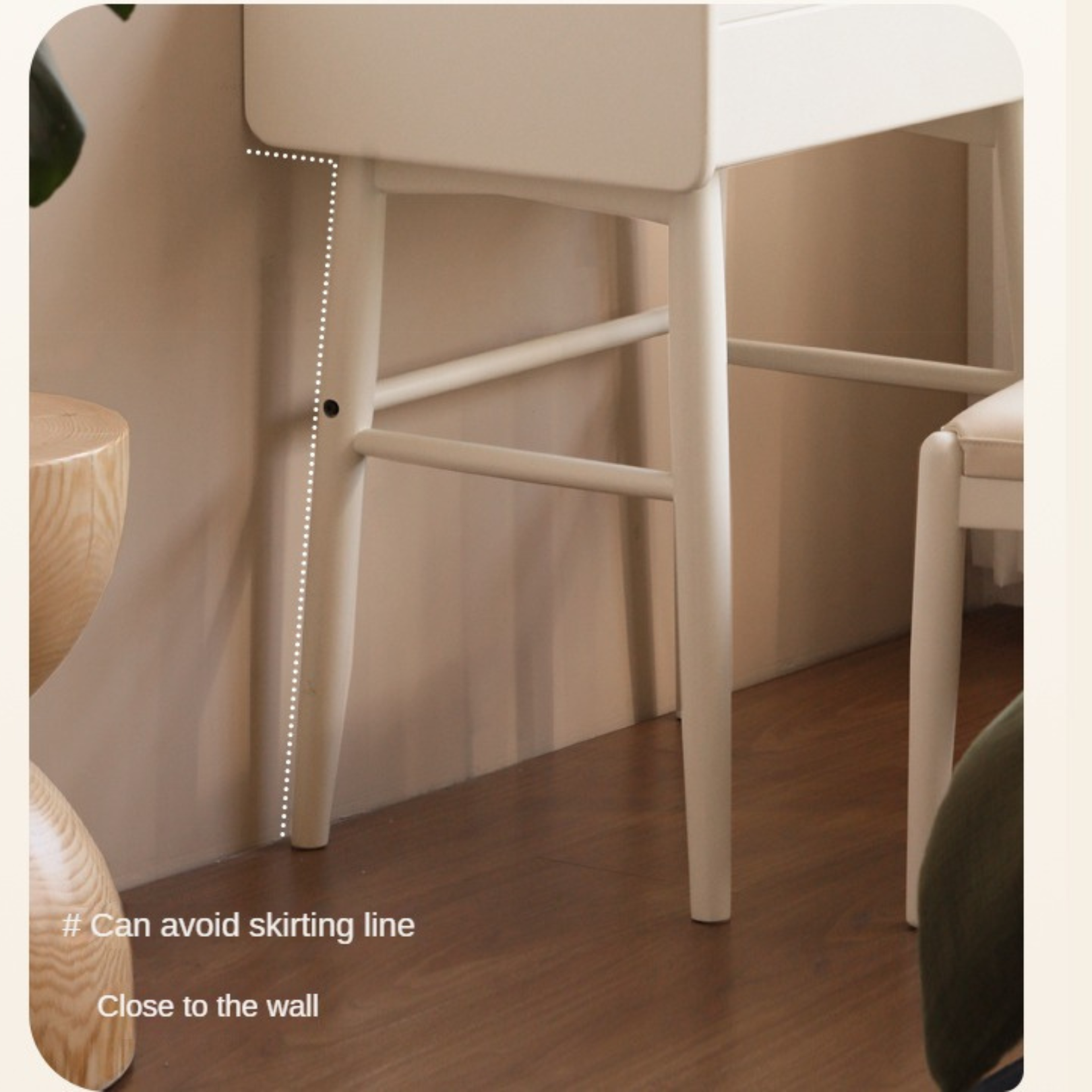 Solid Rubberwood Small White Vanity Table.