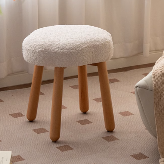 Beech, birch solid wood Nordic lamb velvet cloud makeup stool.