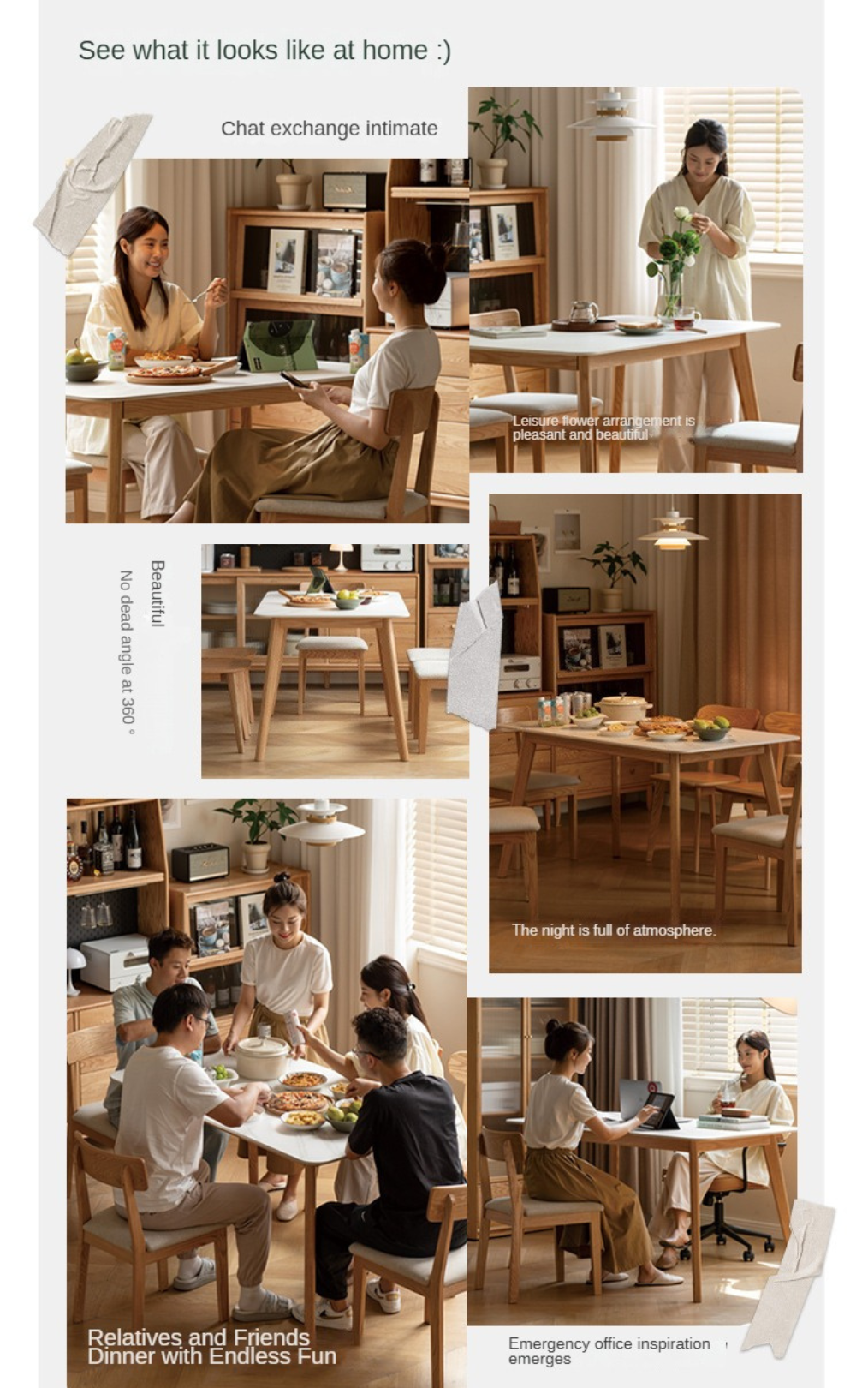 Solid RubberWood, Oak Solid Wood Rock Modern Dining Table