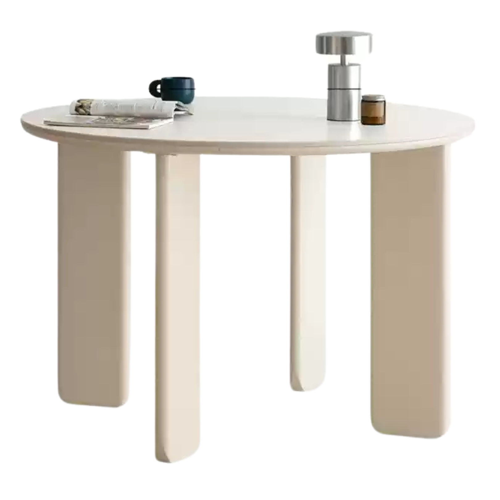 Poplar Solid Wood White Rock Board Round Dining Table