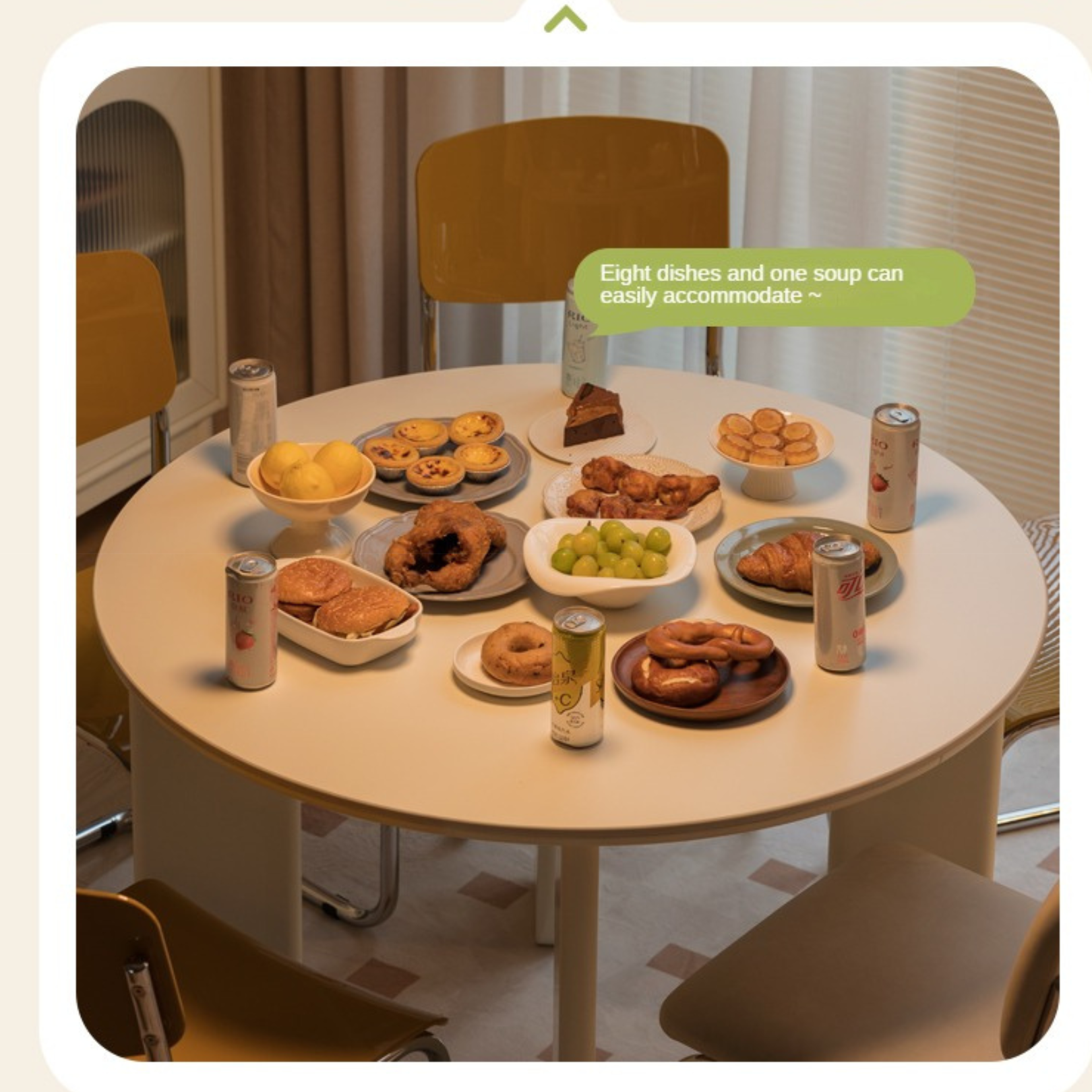 Poplar Solid Wood White Rock Board Round Dining Table