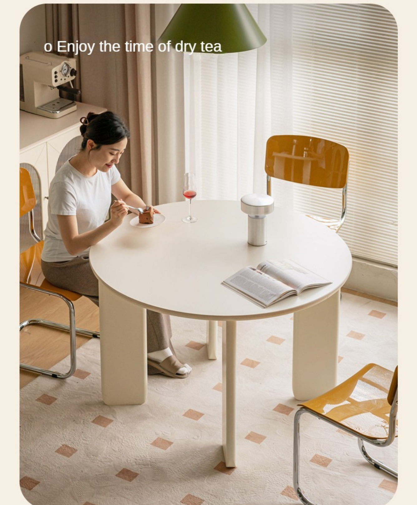 Poplar Solid Wood White Rock Board Round Dining Table