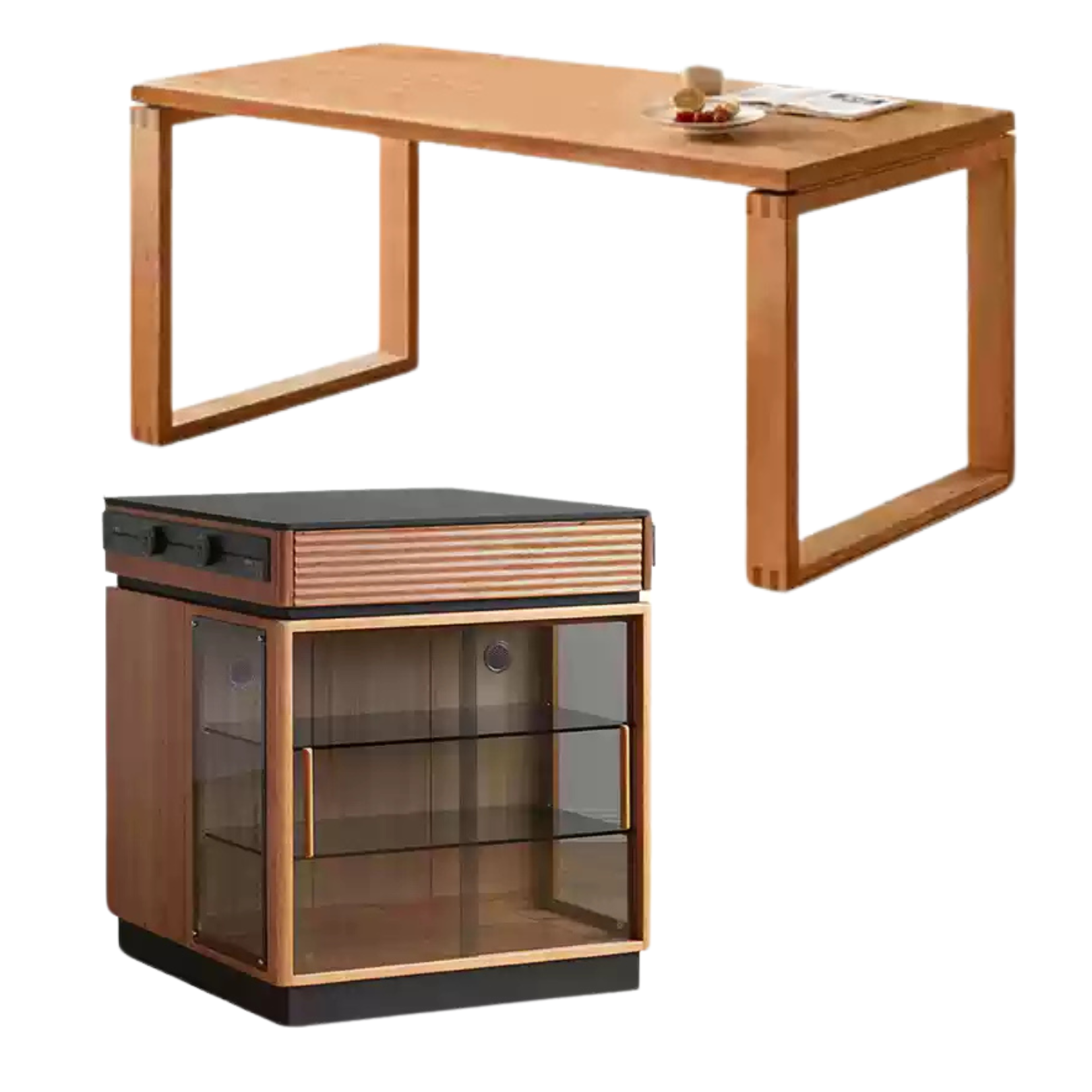 Cherry Solid Wood Island Multifunctional Bar.