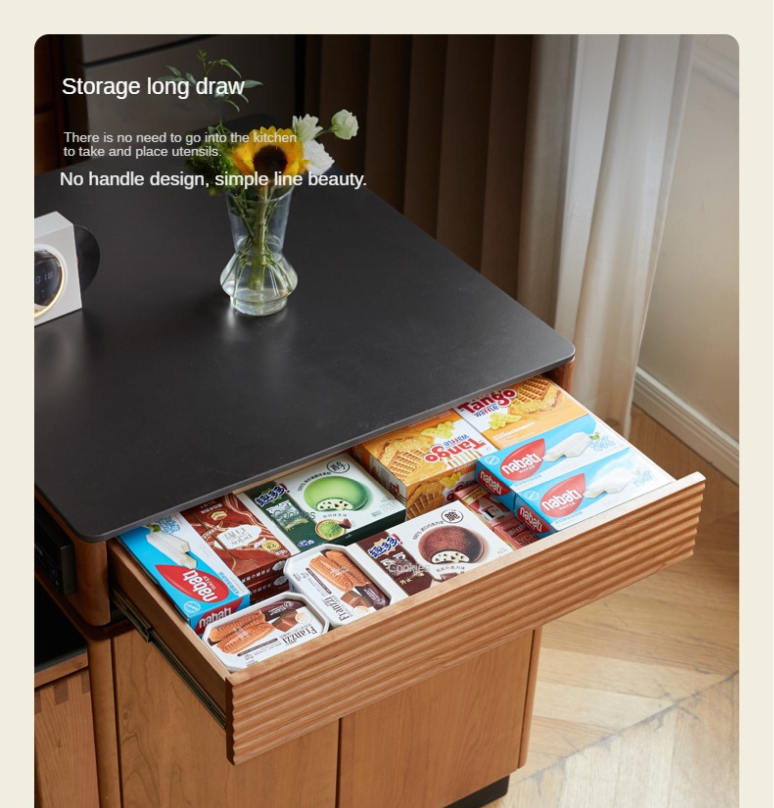 Cherry Solid Wood Island Multifunctional Bar.