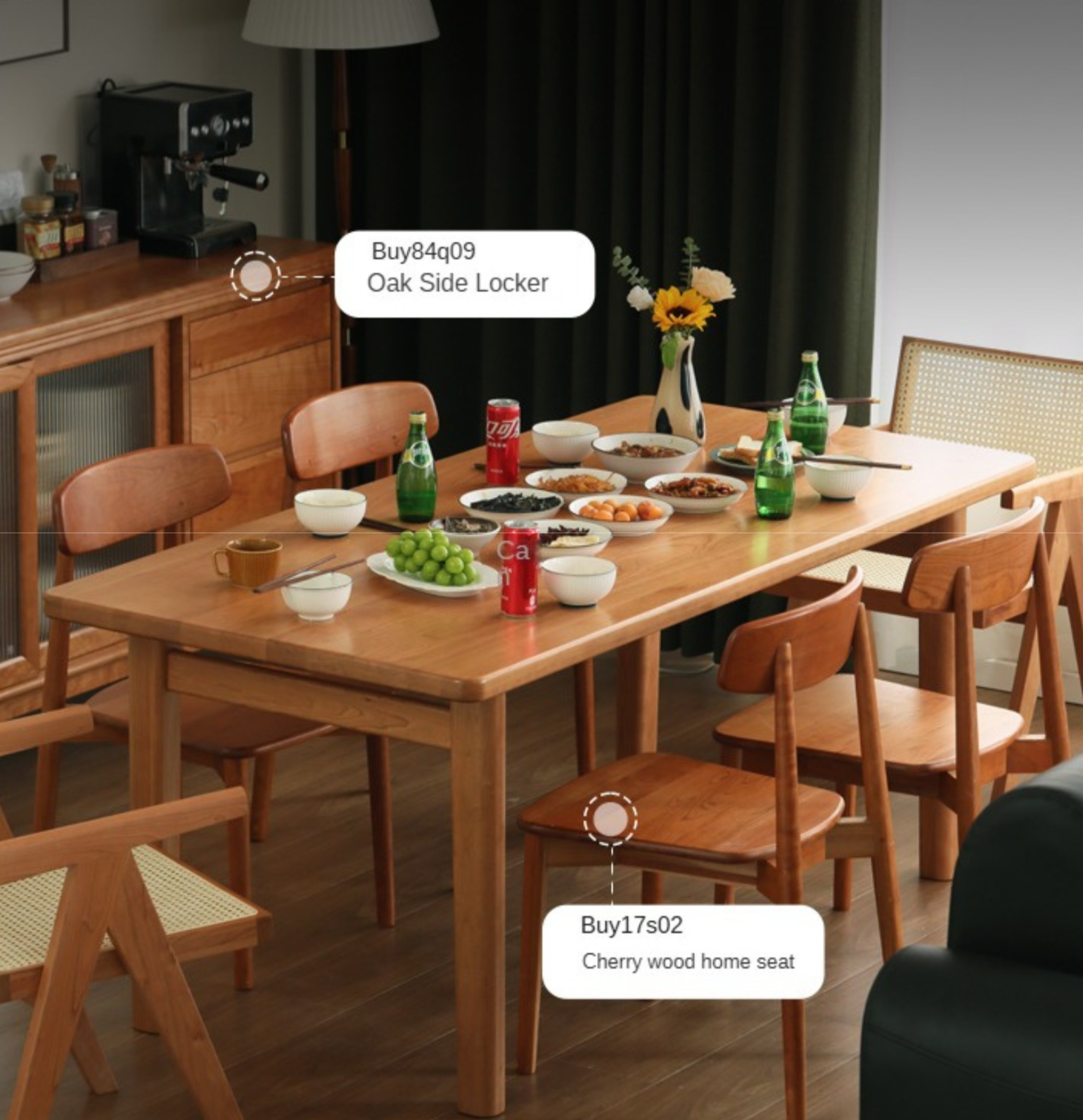 Cherry Solid Wood Large Dining Table