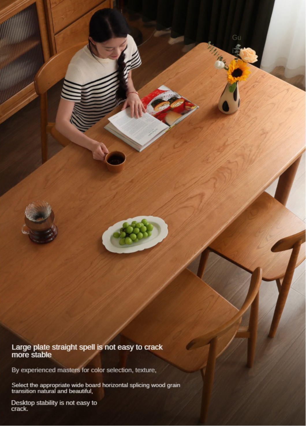 Cherry Solid Wood Large Dining Table