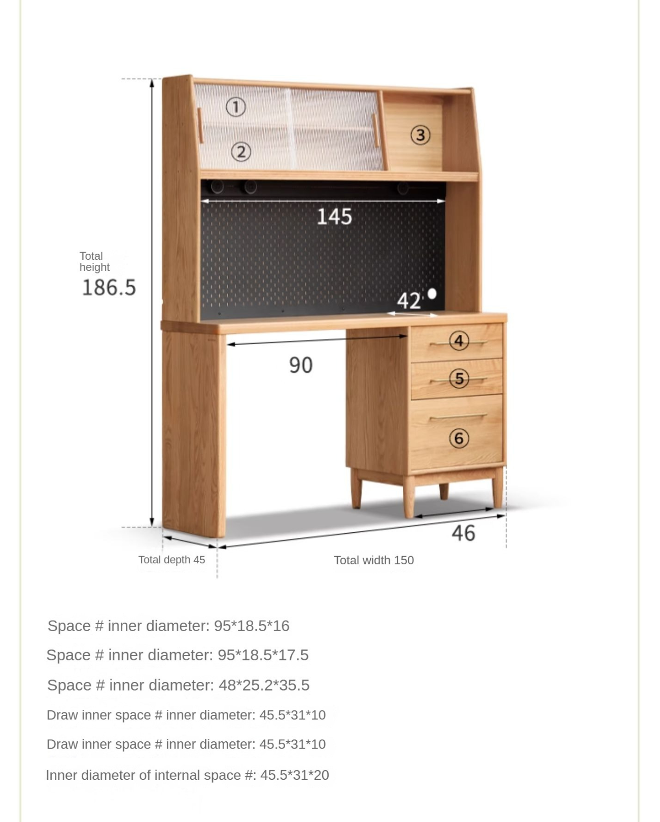 Oak Solid Wood Large Capacity Dining Sideboard