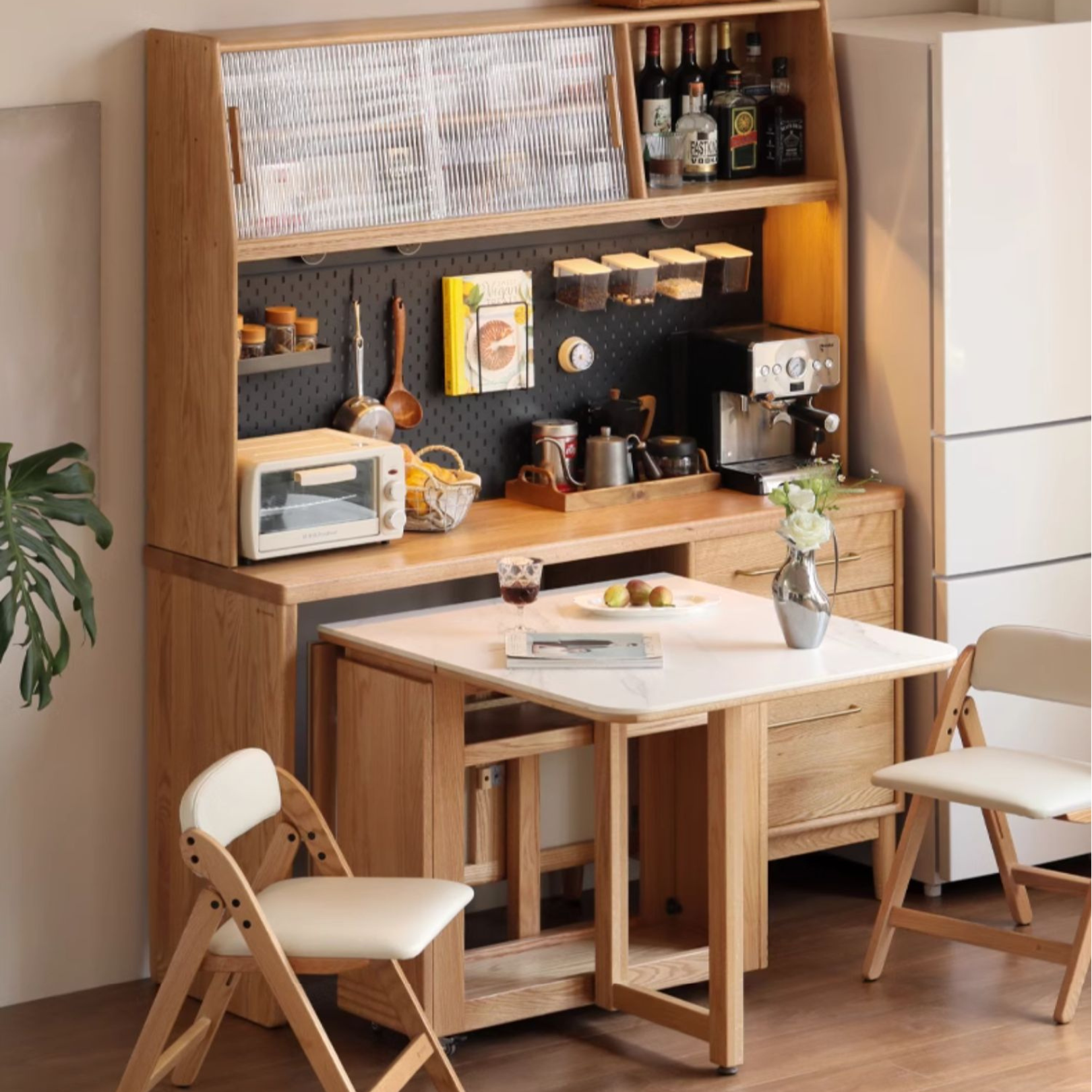 Oak Solid Wood Large Capacity Dining Sideboard