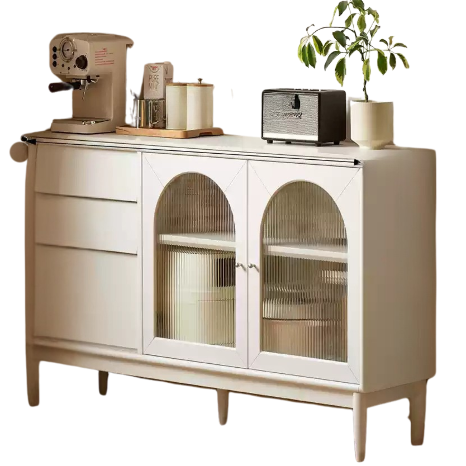 Poplar Solid Wood, Solid RubberWood French Cream Style Sideboard