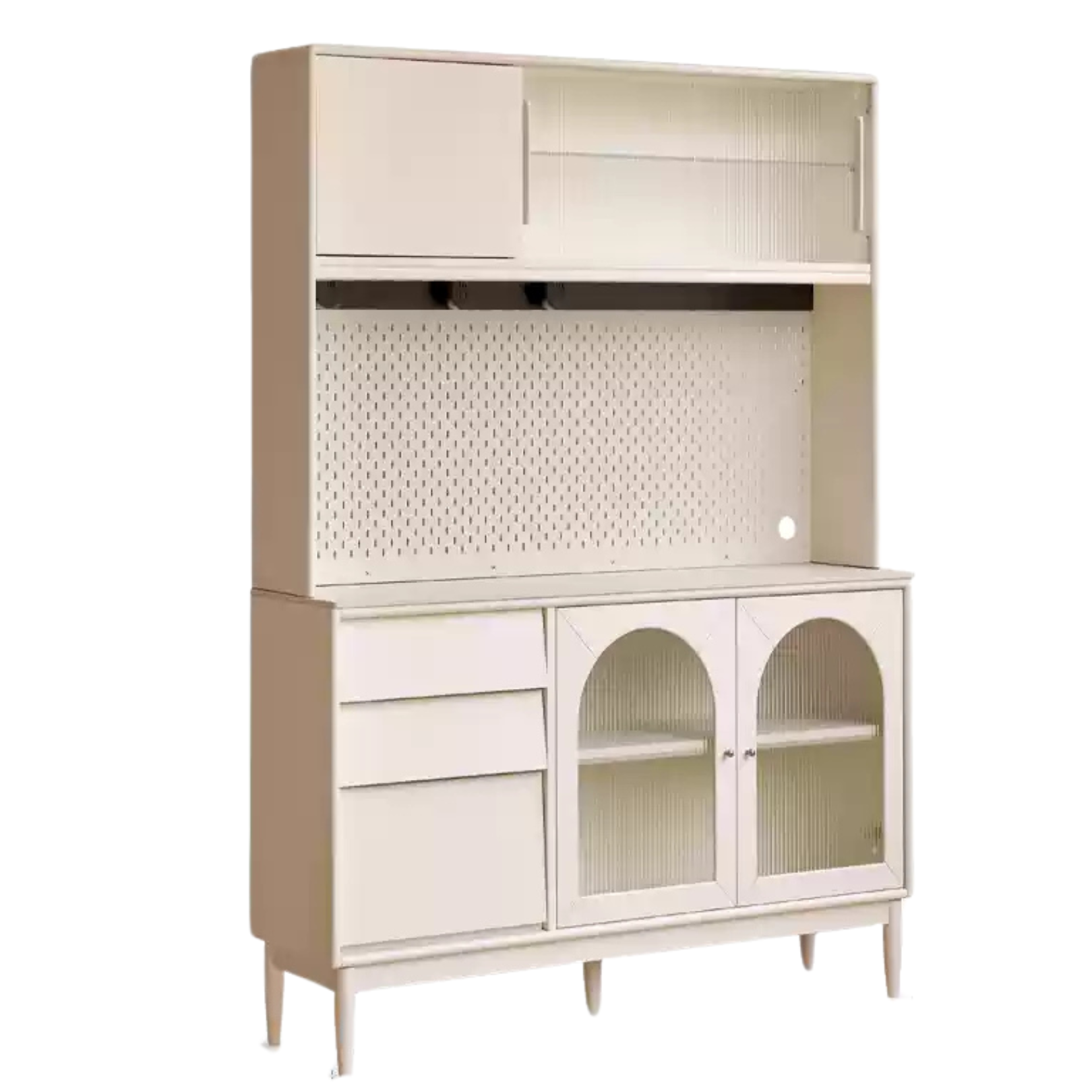Poplar Solid Wood, Solid RubberWood French Cream Style Sideboard