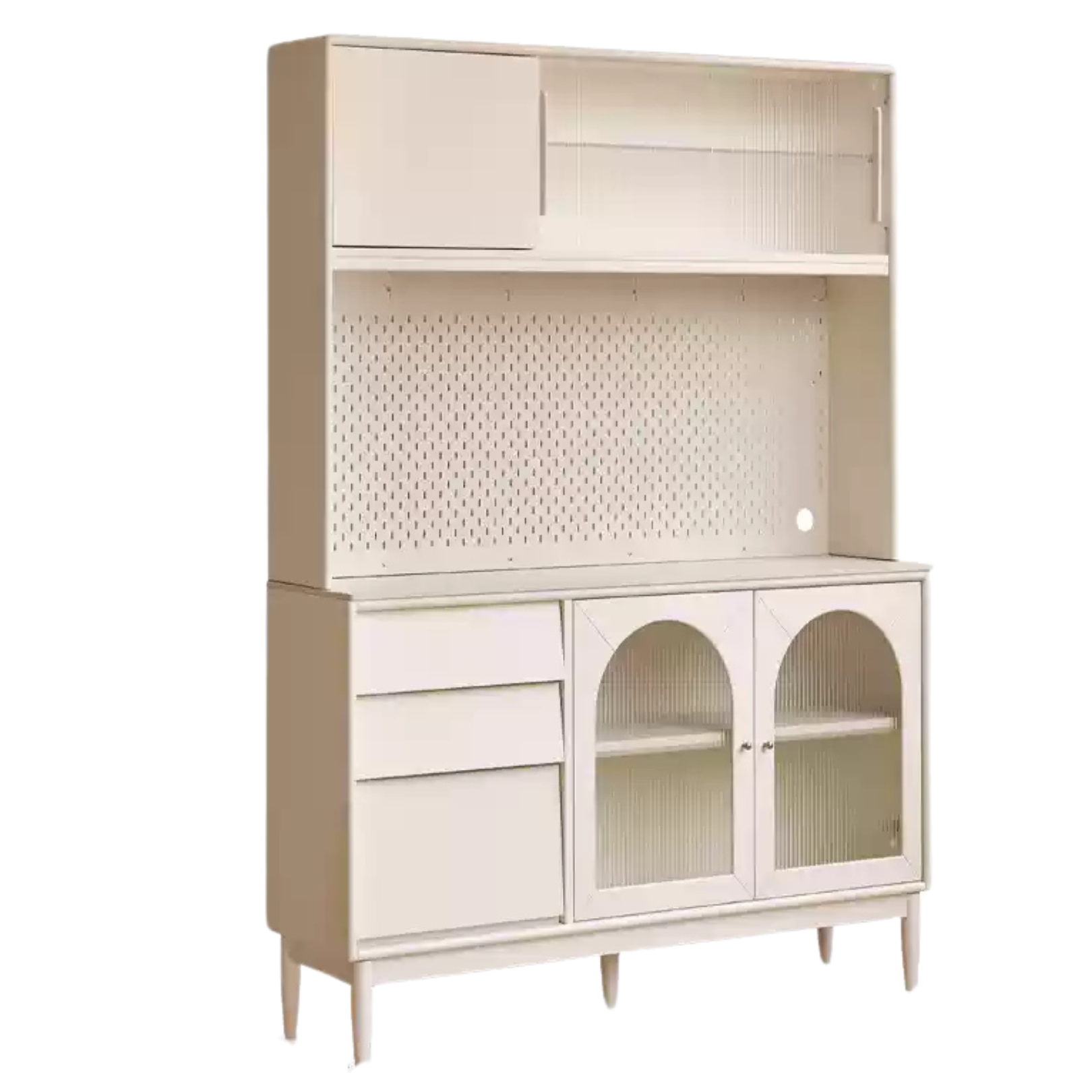 Poplar Solid Wood, Solid RubberWood French Cream Style Sideboard