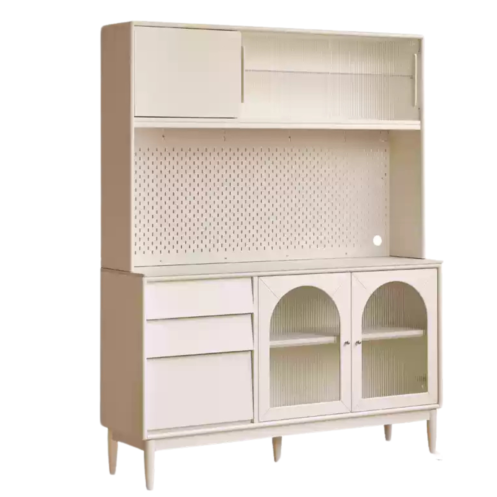 Poplar Solid Wood, Solid RubberWood French Cream Style Sideboard