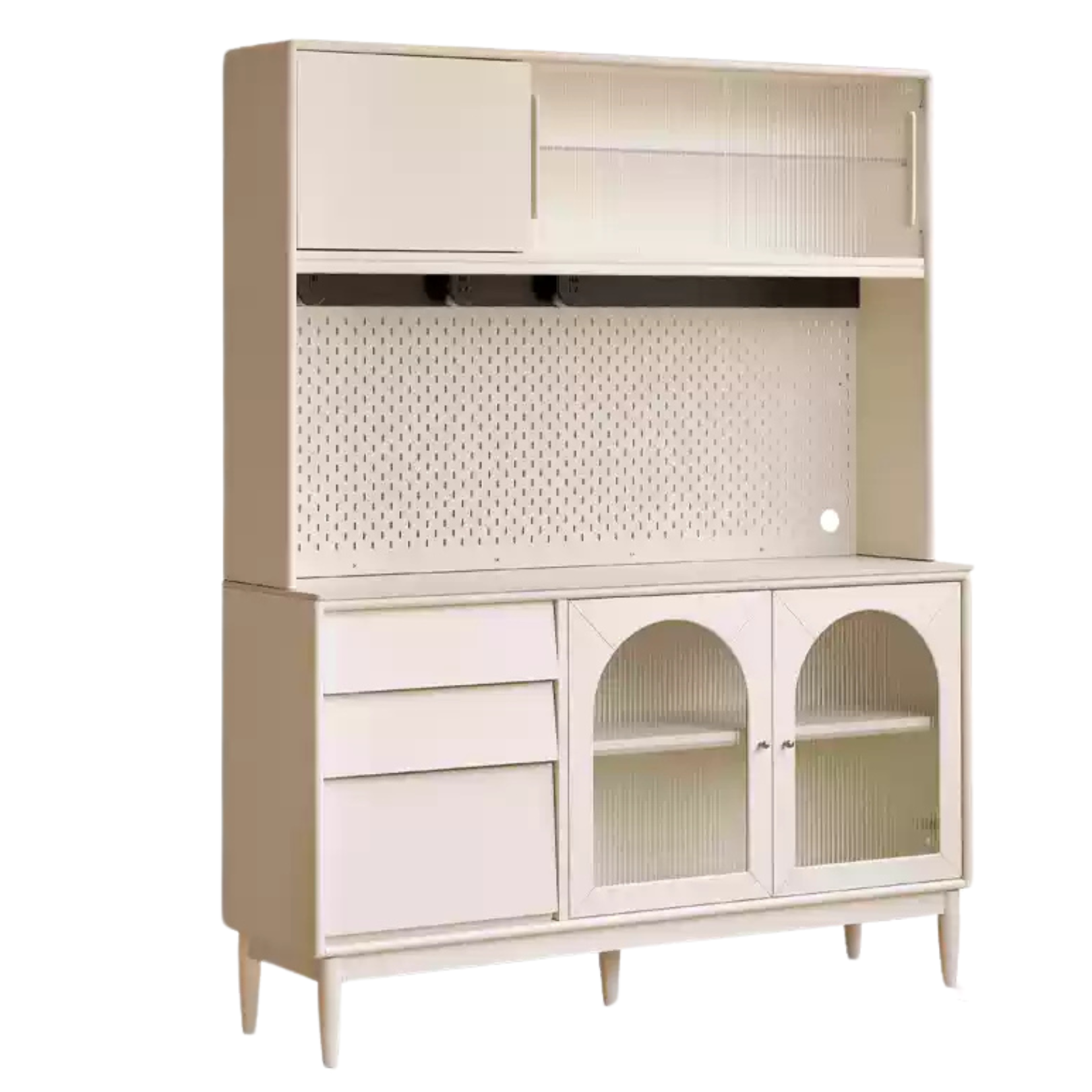 Poplar Solid Wood, Solid RubberWood French Cream Style Sideboard