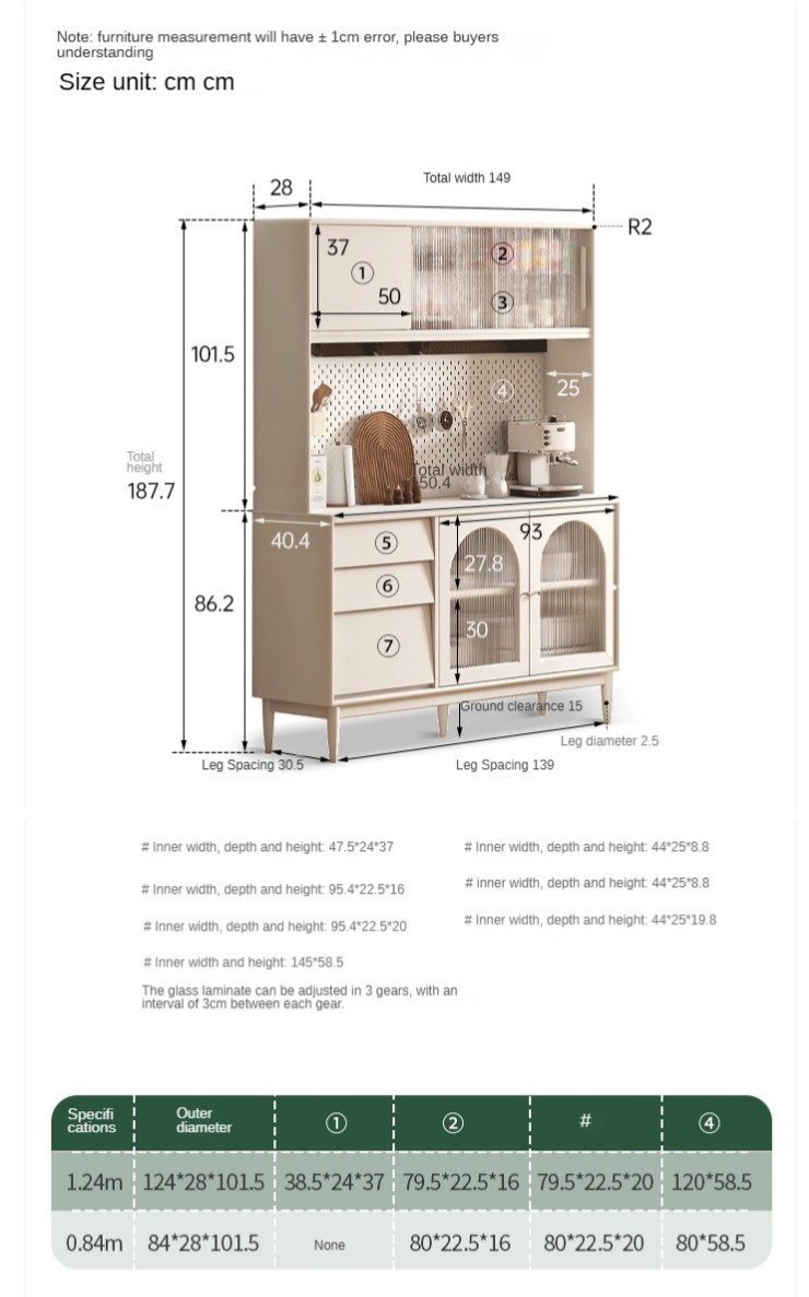Poplar Solid Wood, Solid RubberWood French Cream Style Sideboard