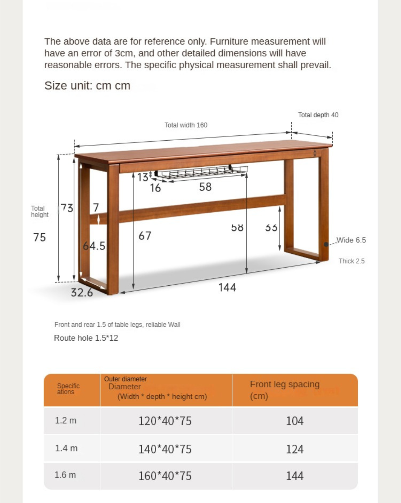 Poplar Solid Wood Narrow Office Desk.