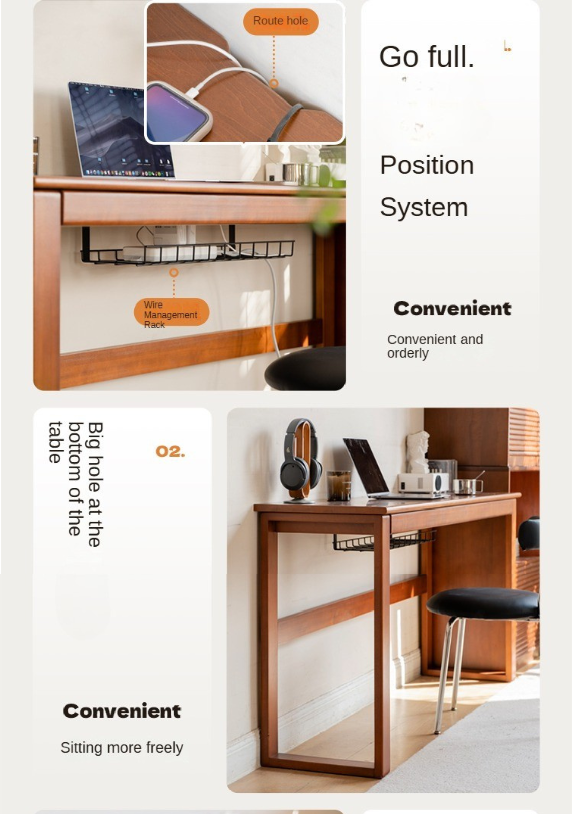 Poplar Solid Wood Narrow Office Desk.