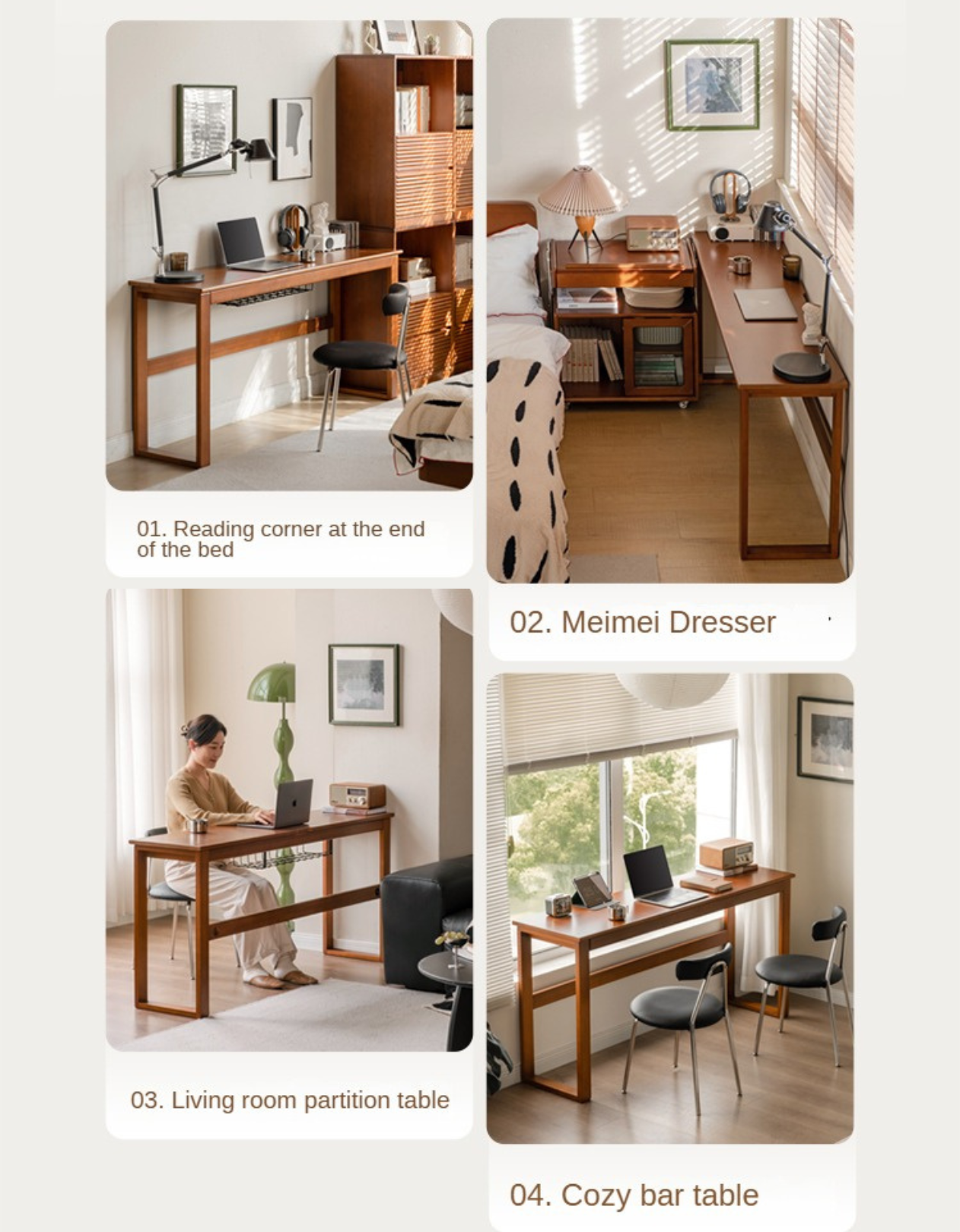 Poplar Solid Wood Narrow Office Desk.