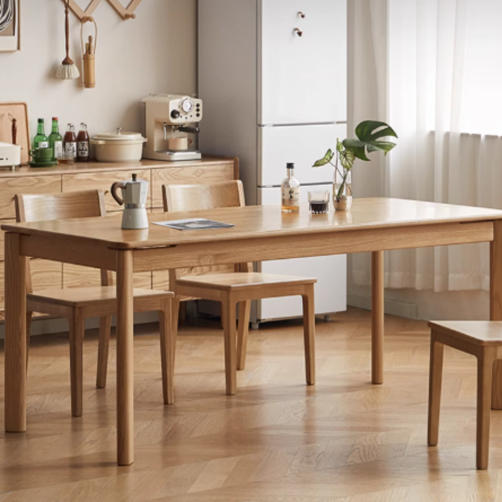 Ash, Oak Solid Wood Long Dining Table