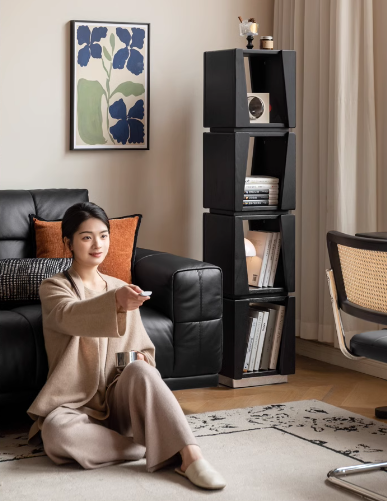 Oak Solid Wood Floor-standing Narrow Bookshelf.