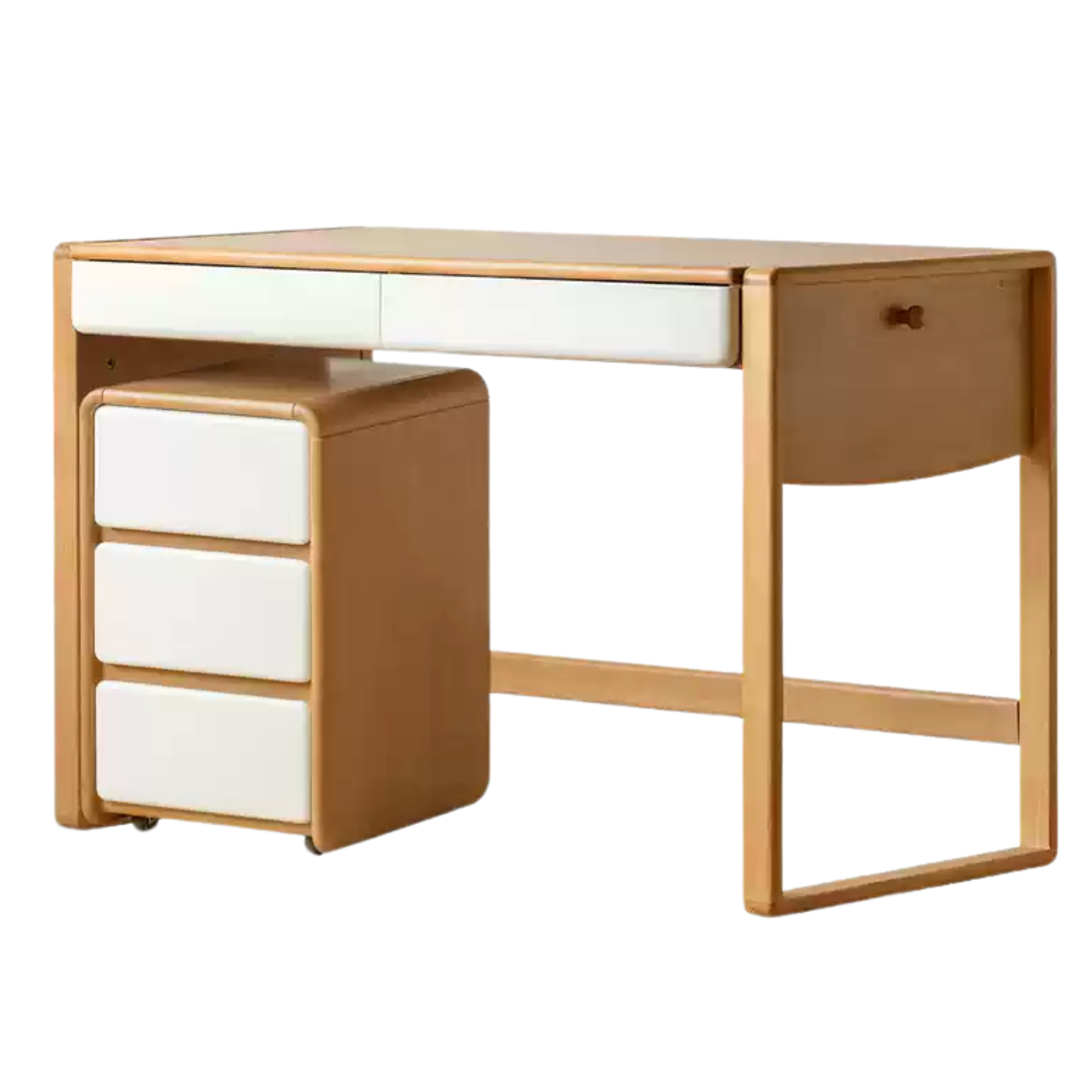Beech Solid Wood Bookshelf Integrated Children's Desk.