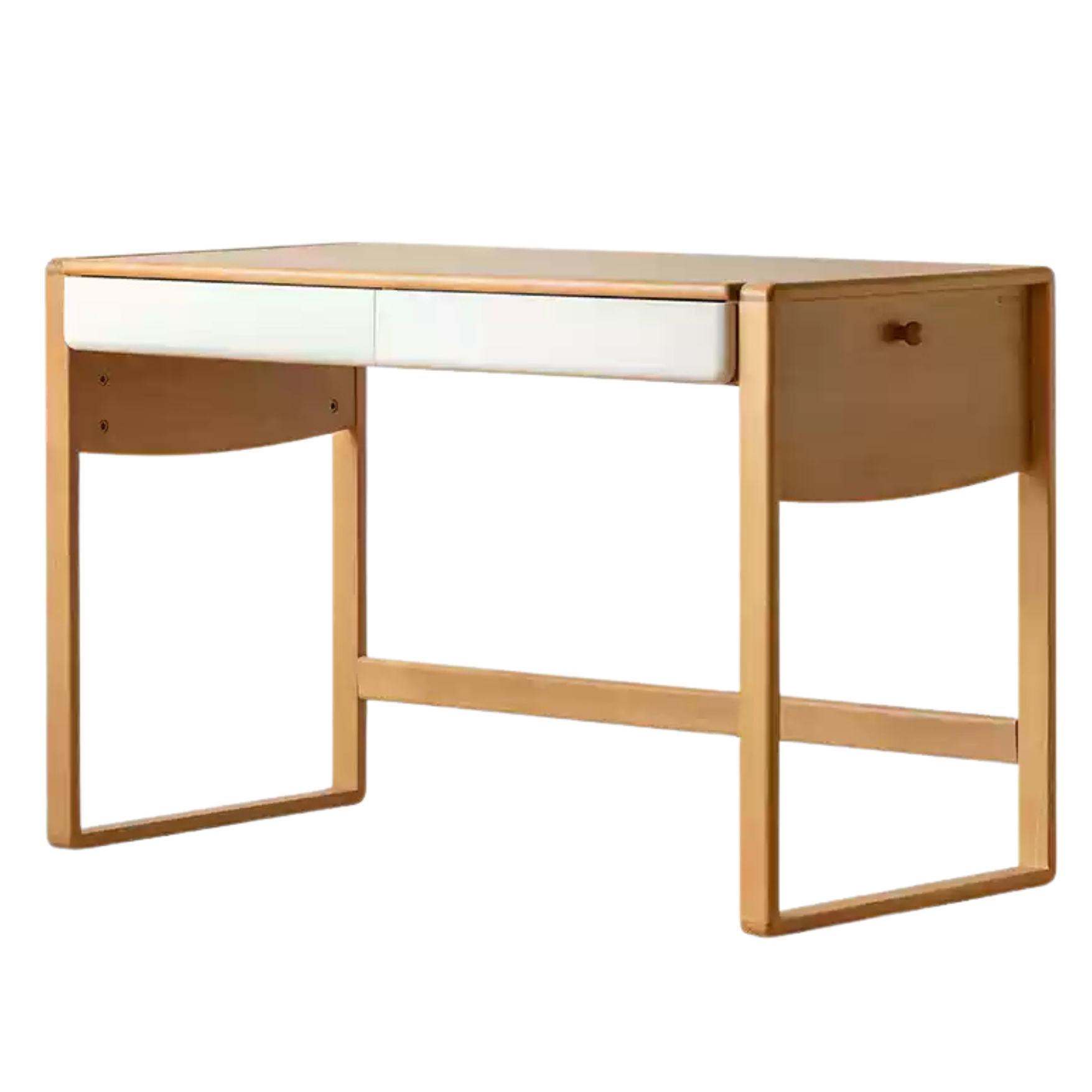 Beech Solid Wood Bookshelf Integrated Children's Desk.