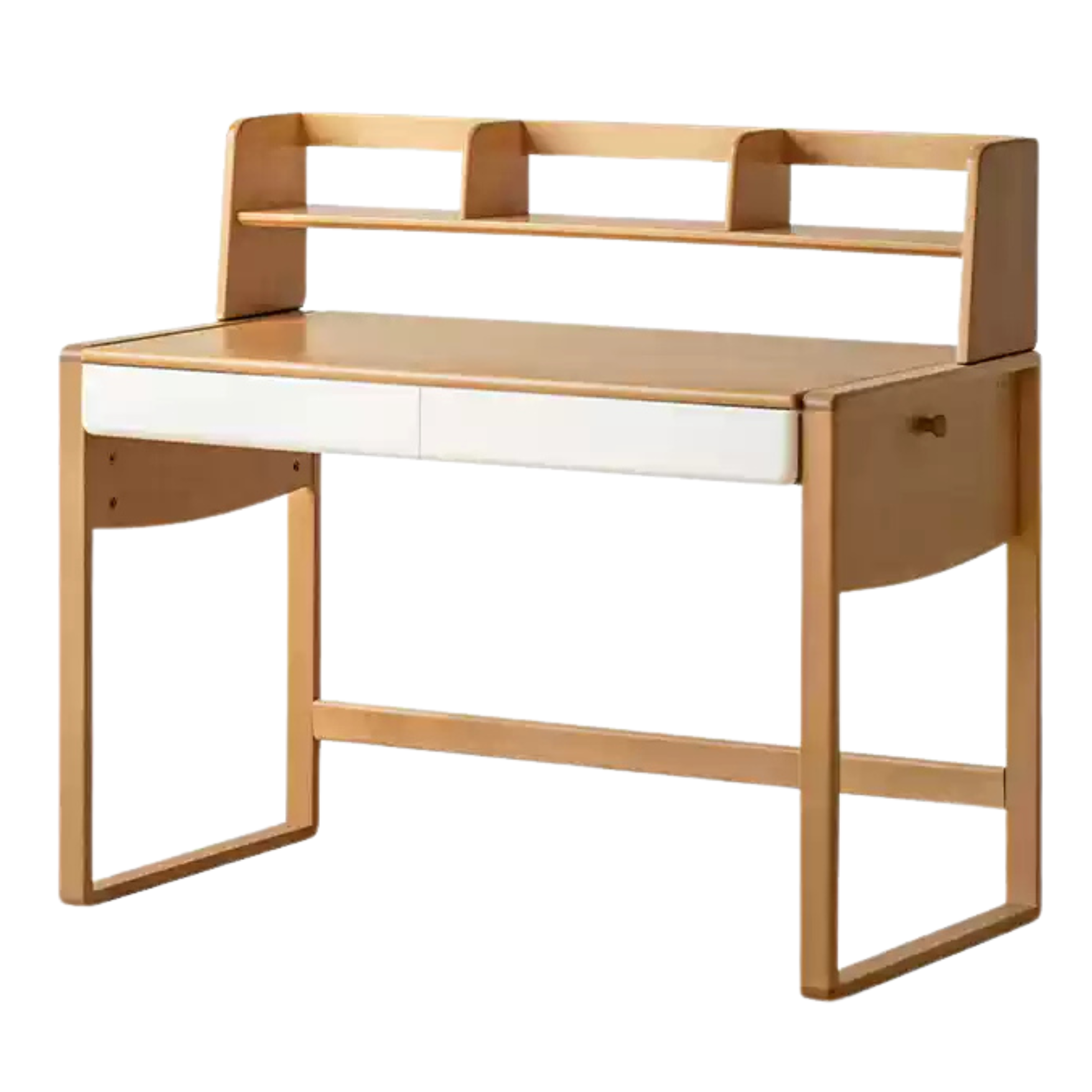 Beech Solid Wood Bookshelf Integrated Children's Desk.