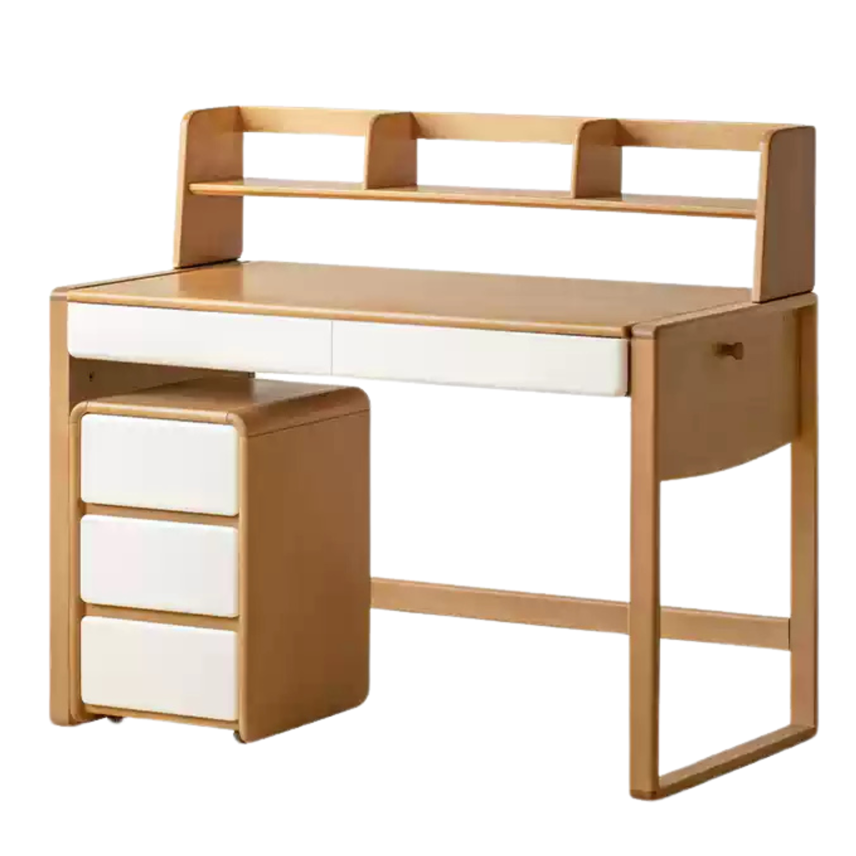Beech Solid Wood Bookshelf Integrated Children's Desk.