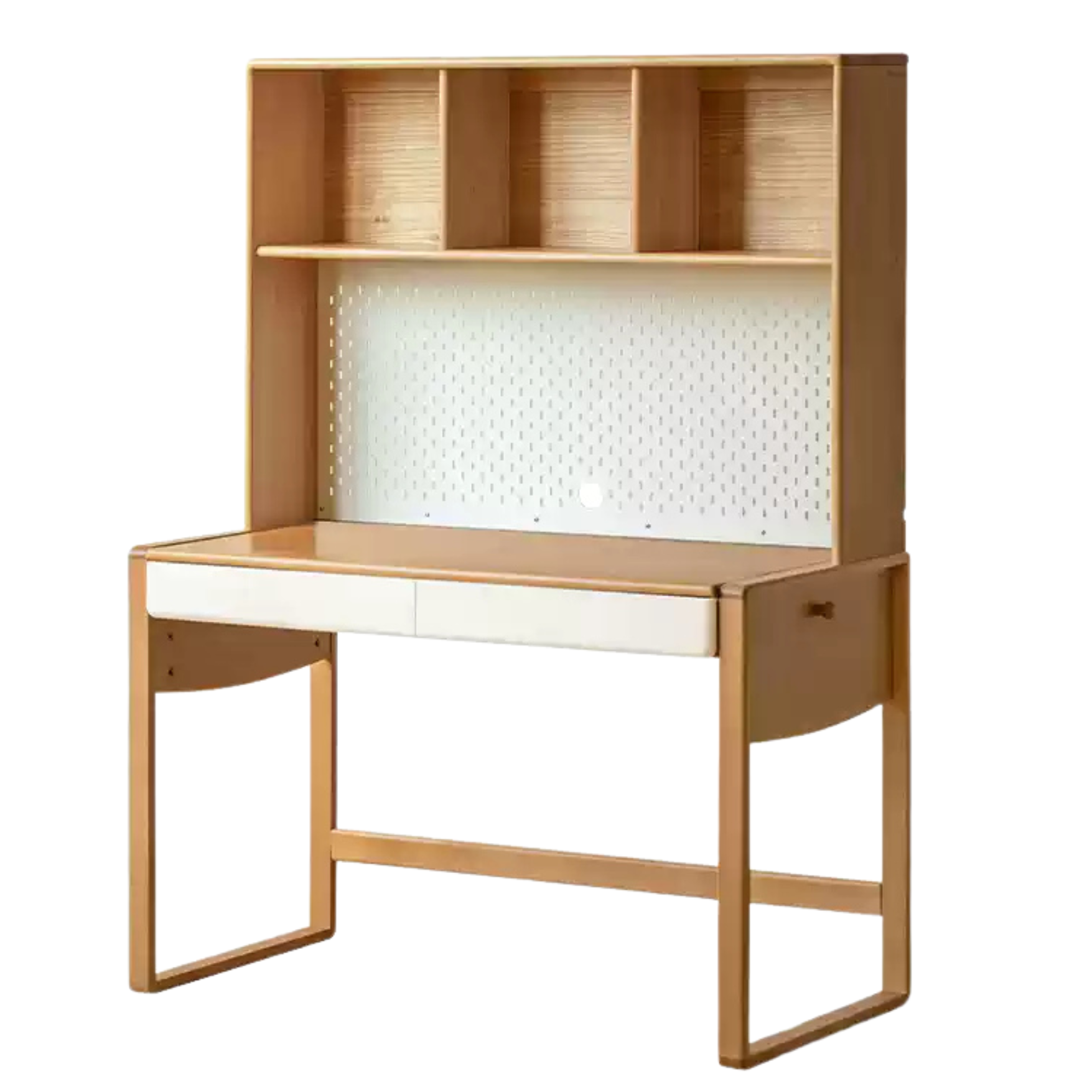 Beech Solid Wood Bookshelf Integrated Children's Desk.