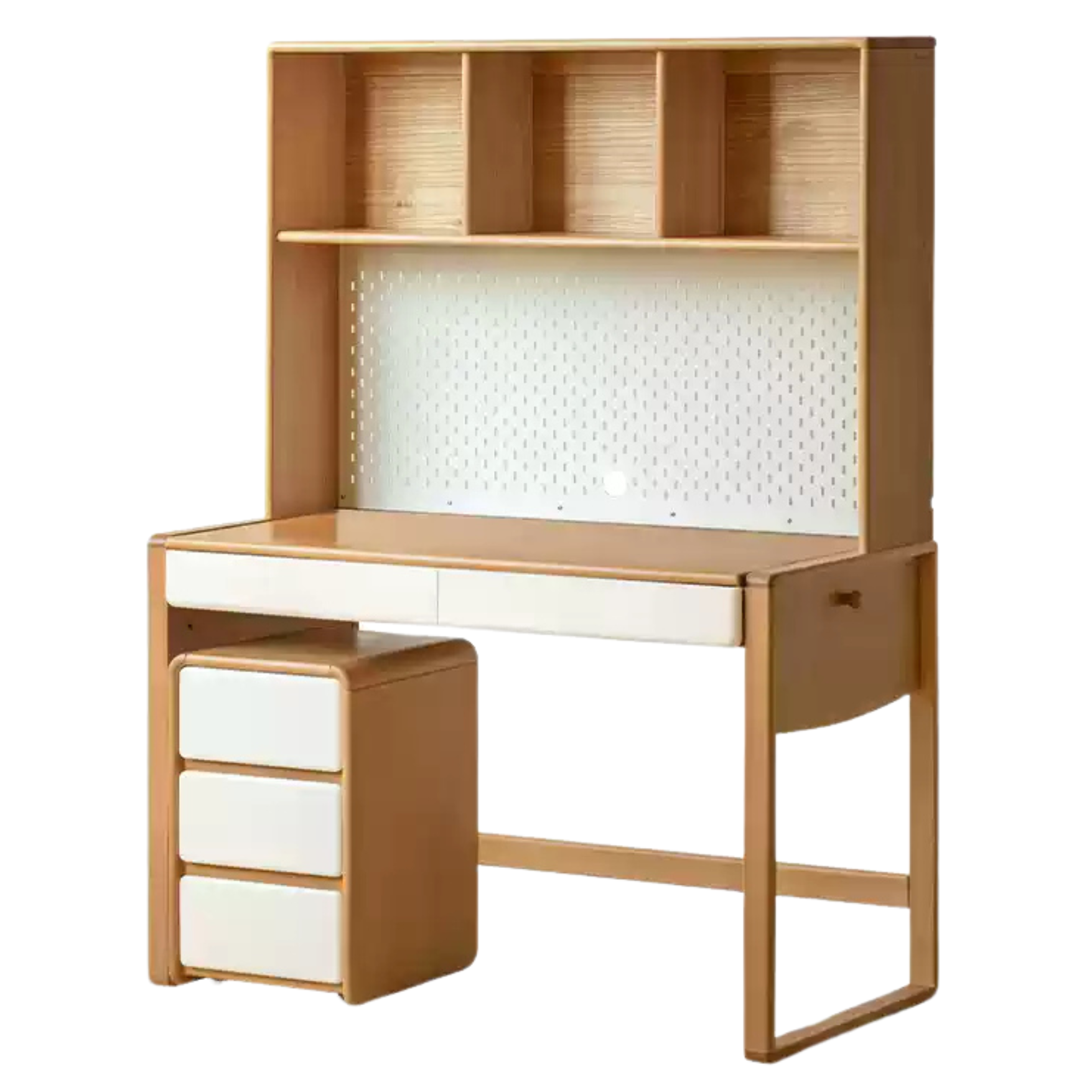 Beech Solid Wood Bookshelf Integrated Children's Desk.