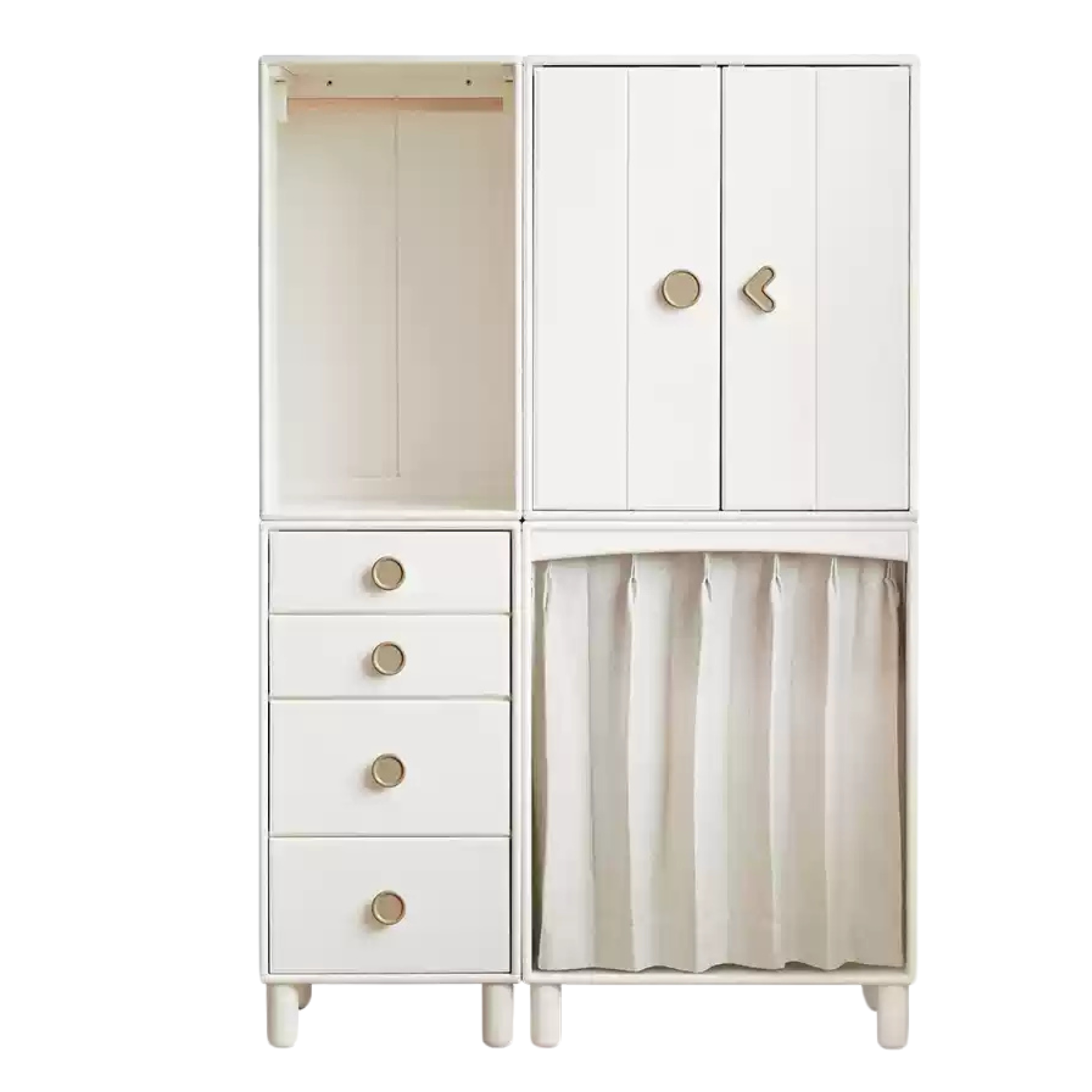 Rubber Solid Wood Children's Wardrobe Combination Storage Cabinet.