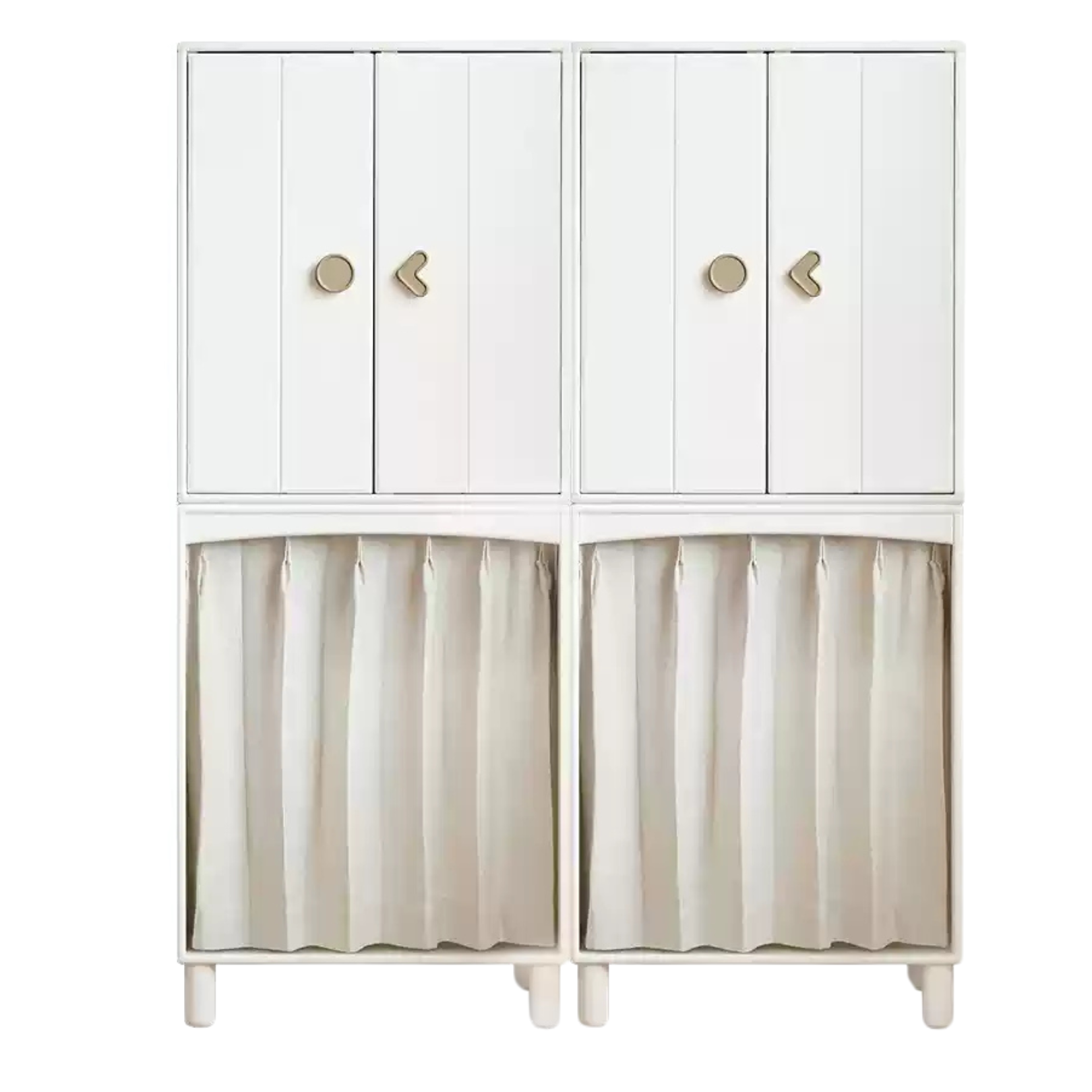 Rubber Solid Wood Children's Wardrobe Combination Storage Cabinet.