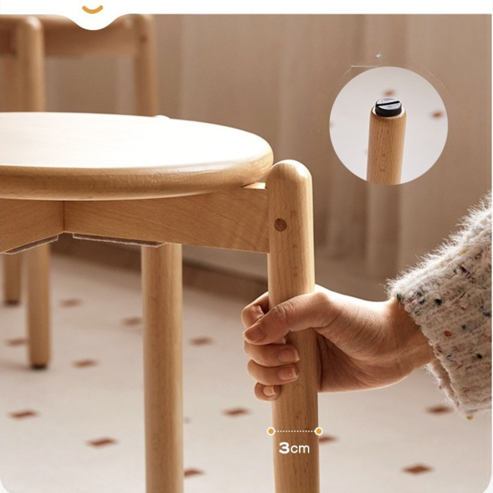 Beech Solid Wood Stackable Stools