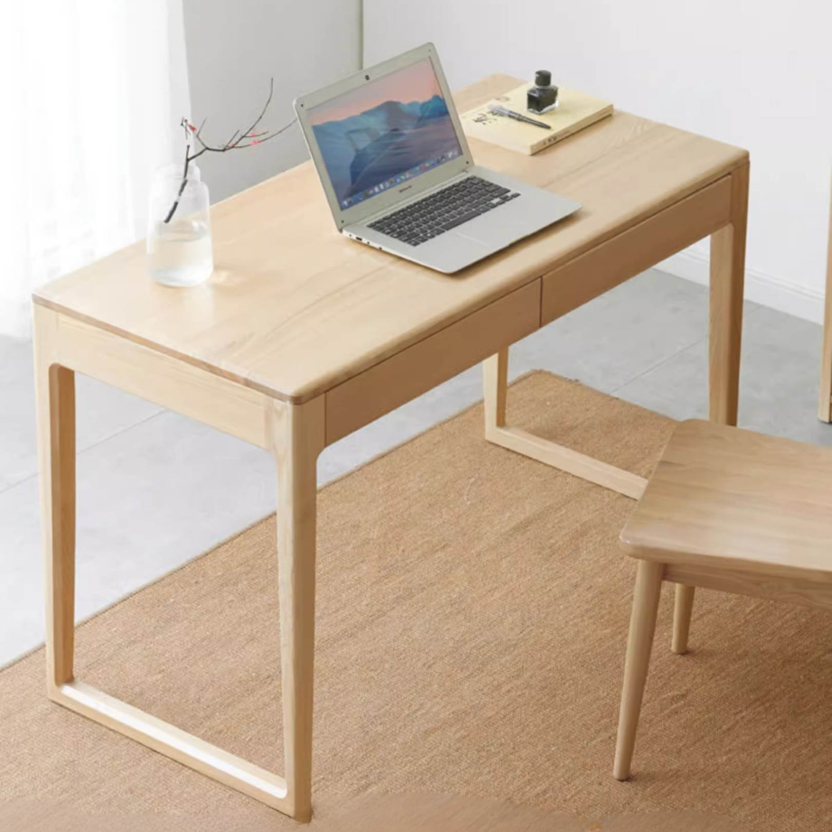 Ash Solid Wood Modern Computer Desk